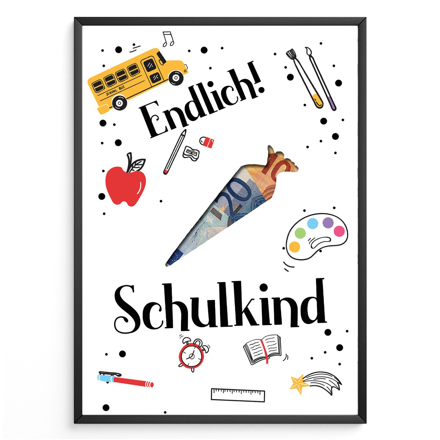Tigerlino Poster Einschulung Geldgeschenk Schulstart Schulanfang Zuckertüte 1. Klasse