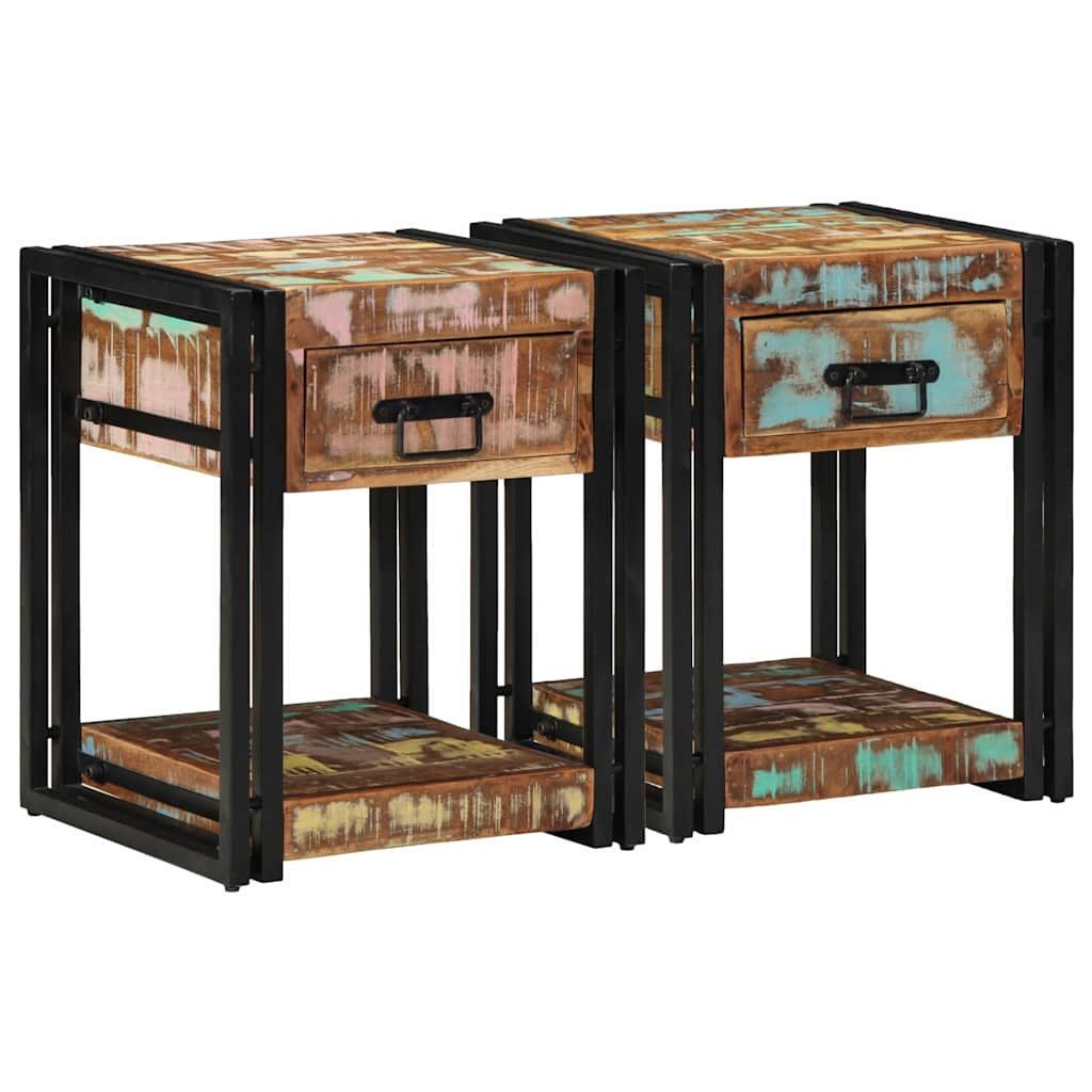 vidaXL Nachttisch Nachttisch 2 pcs 40 x 40 x 50 cm Massives upgecyceltes Holz (2-St)