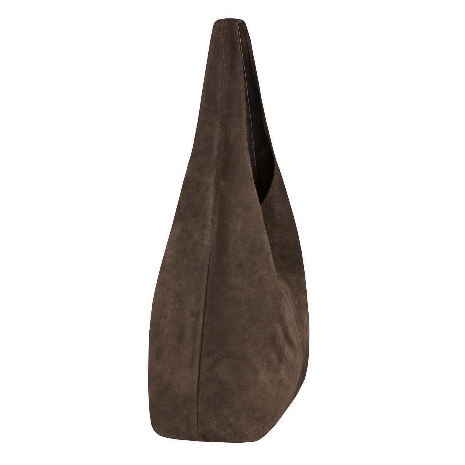 ITALYSHOP24 Schultertasche Made in Italy Damen Leder Wildleder Tasche Umhängetasche Beuteltasche, Premium Business Echtleder Shopper Bag leicht groß klassisch geräumig