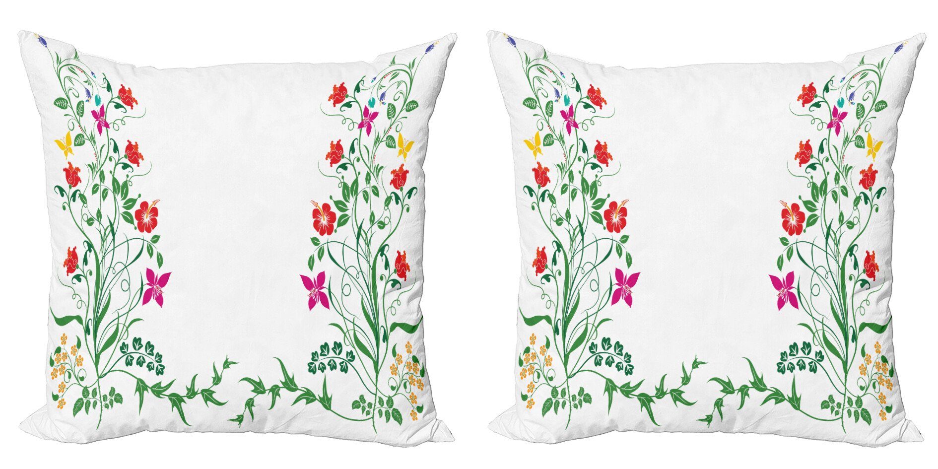 Kissenbezüge Modern Accent Doppelseitiger Digitaldruck, Abakuhaus (2 Stück), Blume Blumenblätter Knospen Ivy