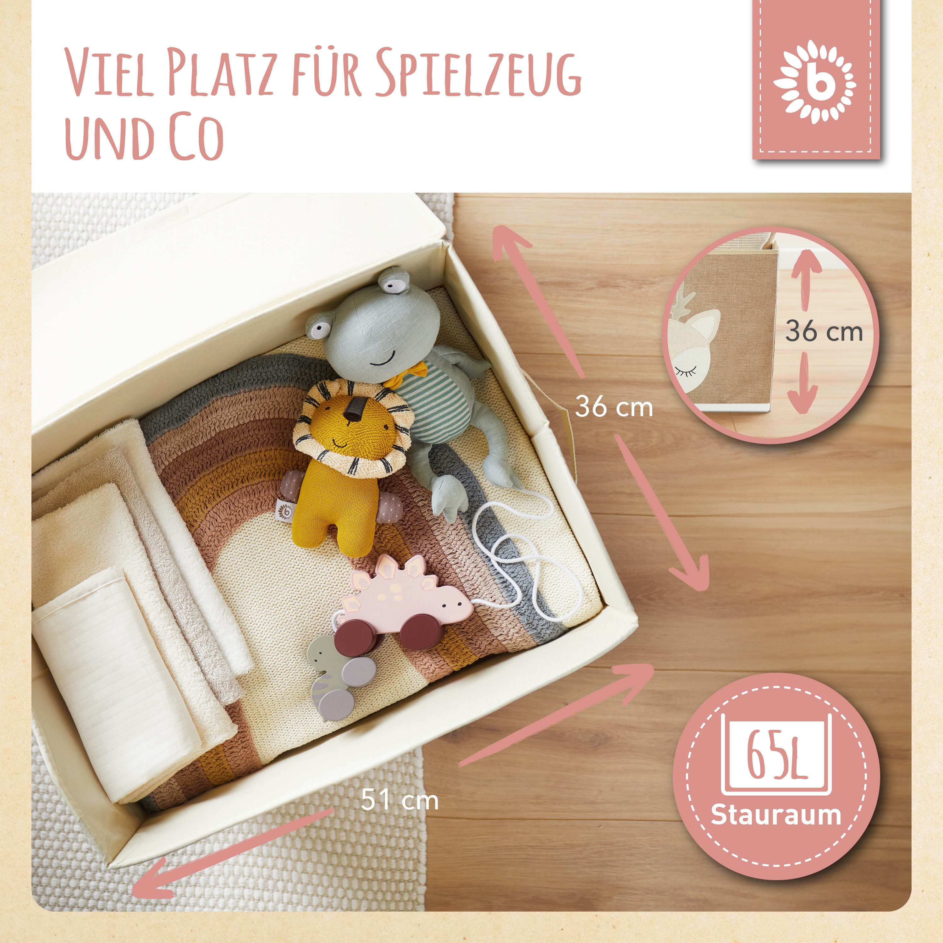 BIECO Spielzeugtruhe Bieco Aufbewahrungsbox mit Deckel 65L faltbar
