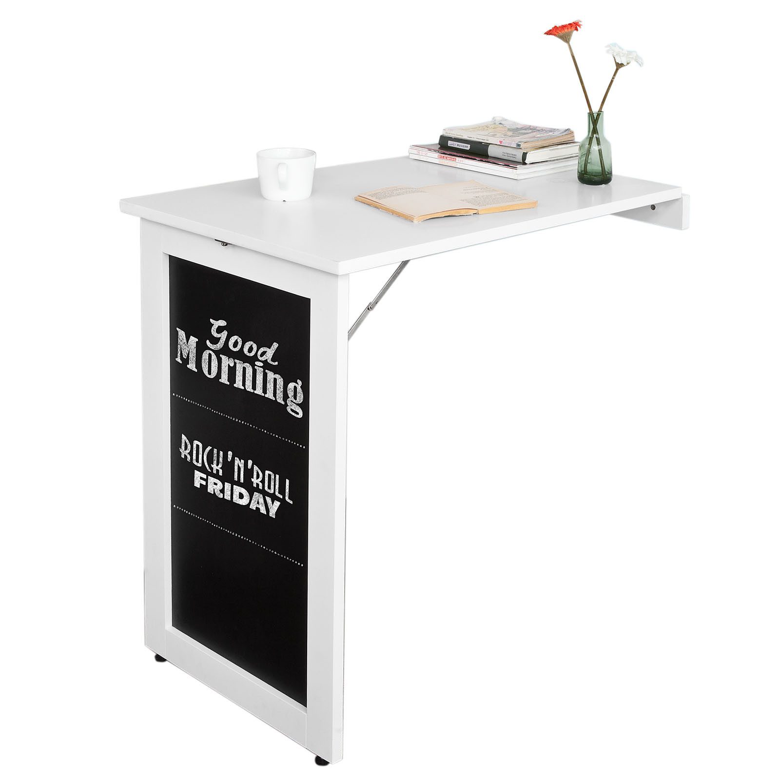 SoBuy Klapptisch FWT20, Wandklapptisch mit Drop-Leaf, Platzsparender Klapptisch, Wandtisch mit Tafel Esstisch Küchentisch Memoboard
