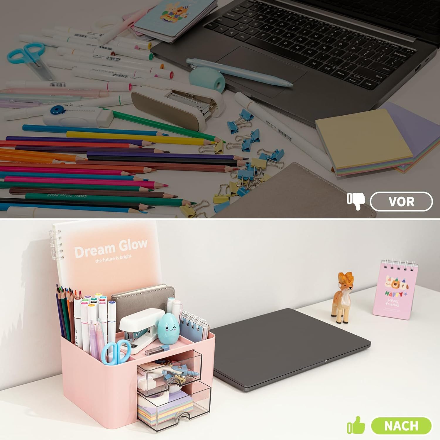 FELIXLEO Küchenorganizer-Set Schreibtischorganisator mit 2 Schubladen 5 Fächer Büro – Bild 5 von 5