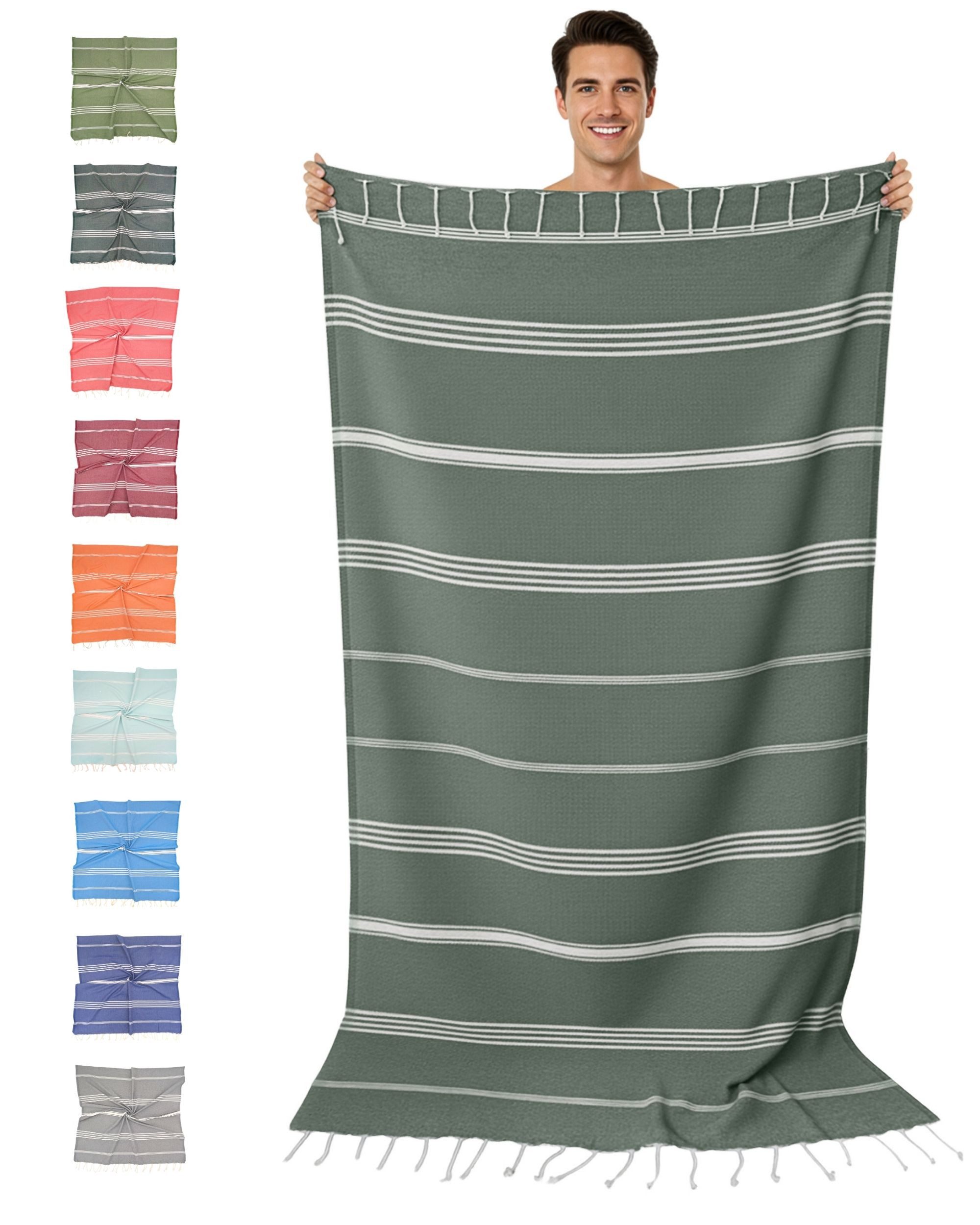 furora HOLIDAY Saunatuch Strandtuch Hamamtuch: groß 100x200 cm Saunatuch, Strandhandtuch dünn, Strandtuch Saunatuch aus 100% Baumwolle Strandtuch Set