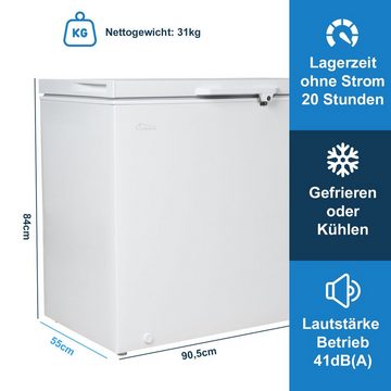 TroniTechnik Gefriertruhe Einstellbarer Temperaturregler, kühlen und gefrieren BORGAR 210 PRO, 90.5 cm breit, 202 l, inkl. Dual Thermostat, LED Licht, Griff, Schloss, Rollen, Einlegekorb