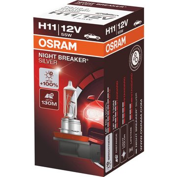Osram KFZ-Ersatzleuchte OSRAM 64211NBS Halogen Leuchtmittel Night Breaker® Silver H11 55 W 12