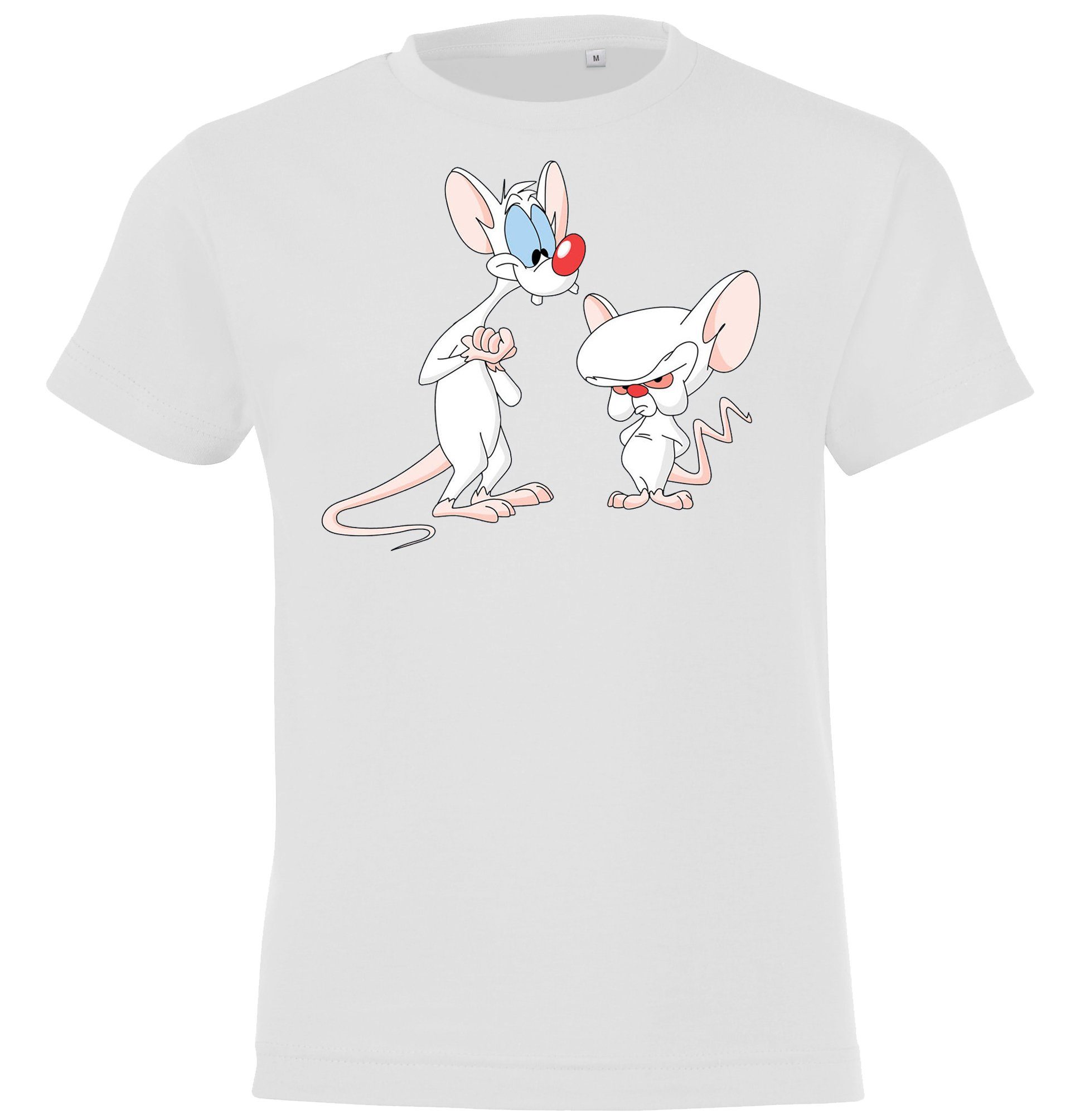 Youth Designz T-Shirt Kinder T-Shirt Modell Brain und Pinky mit witzigem Frontprint Weiß | T-Shirts