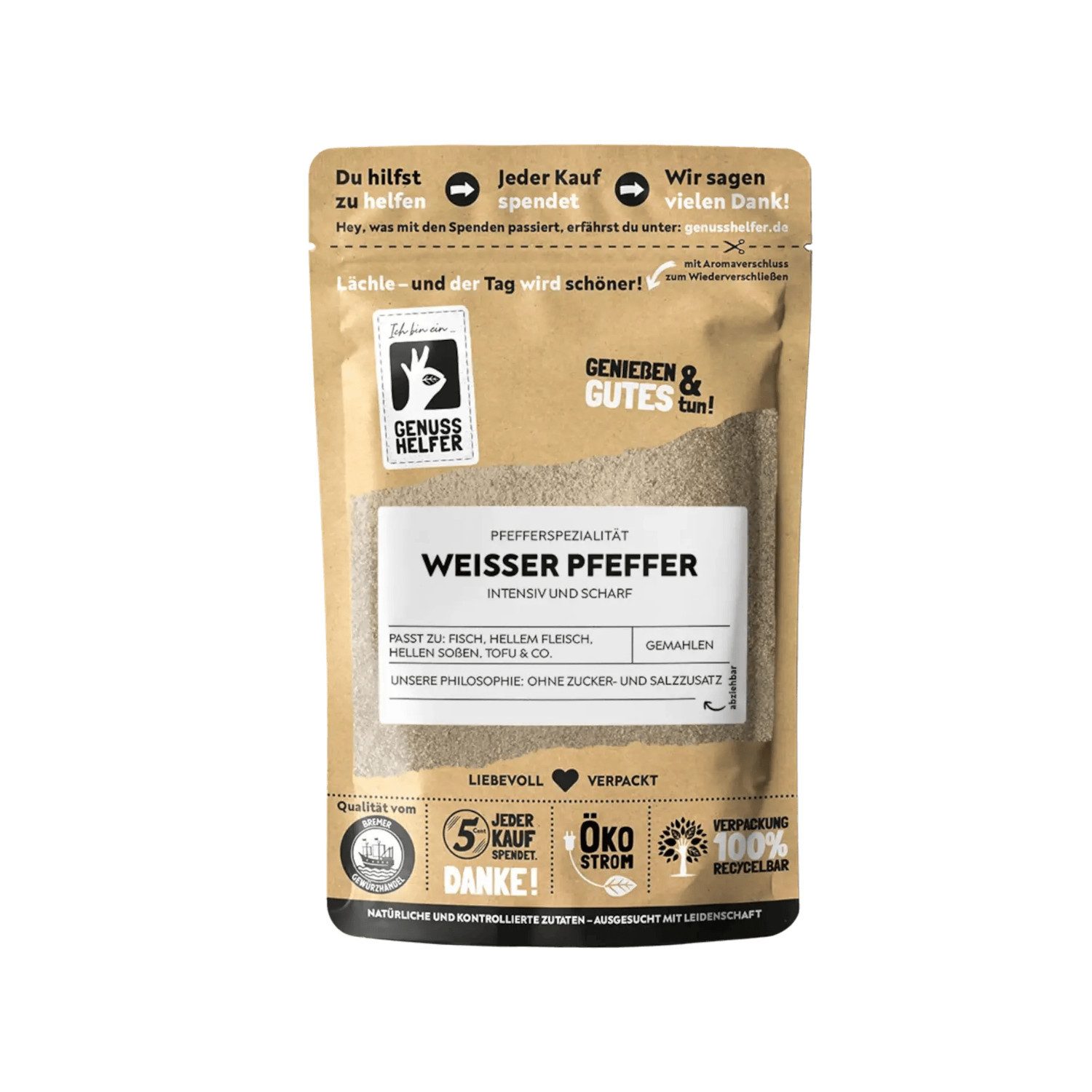 Bremer Gewürzhandel Gewürz Pfeffer weiß, gemahlen, 100 g