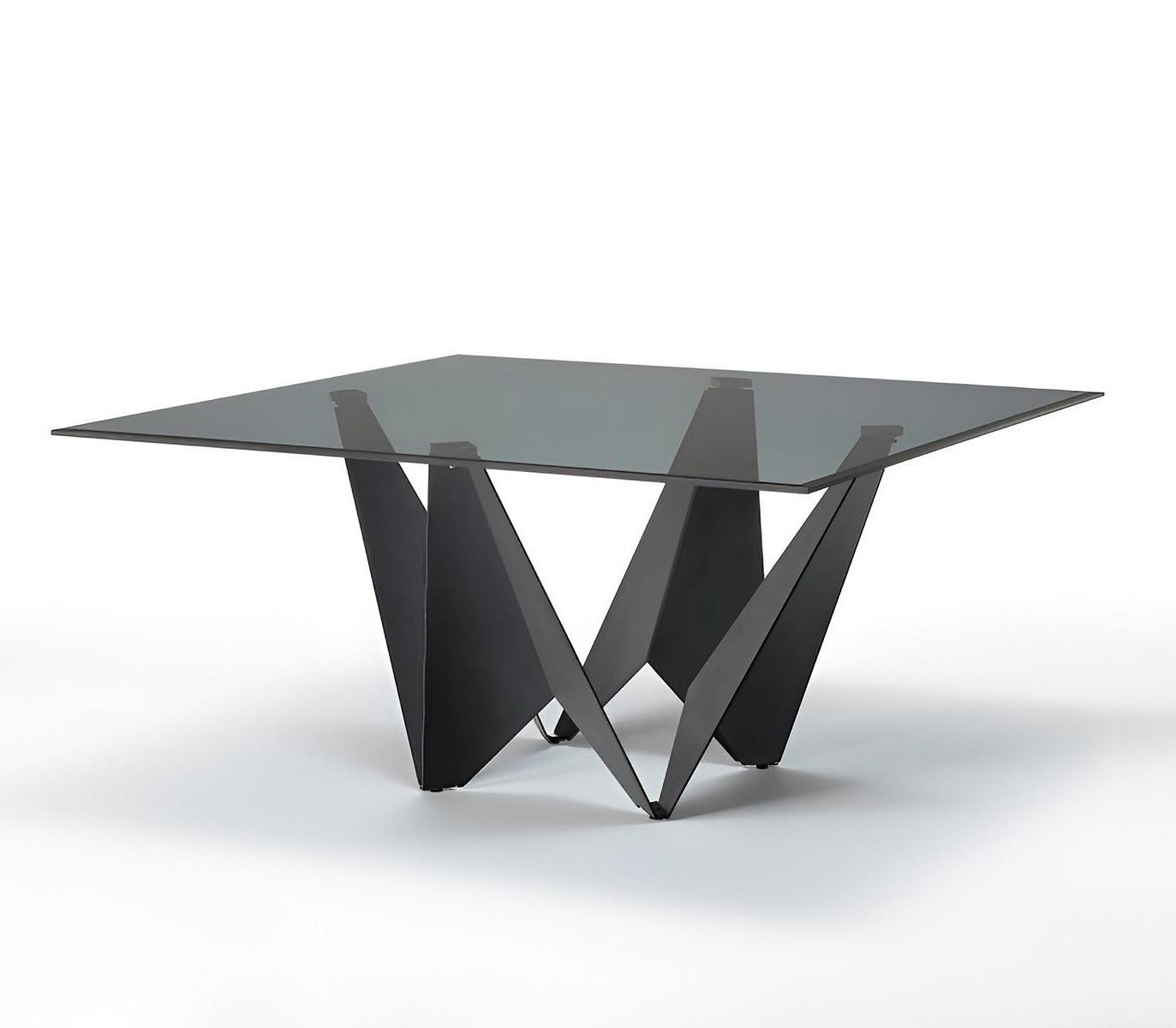 Xlmoebel Esstisch Geometrischer Tisch mit Glasplatte und schwarzem Metallgestell, Made in Europa