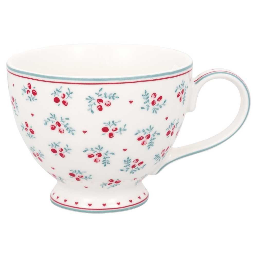 Greengate Becher Greengate Teetasse BELIA Weiß mit Beeren und Tannenzweigen
