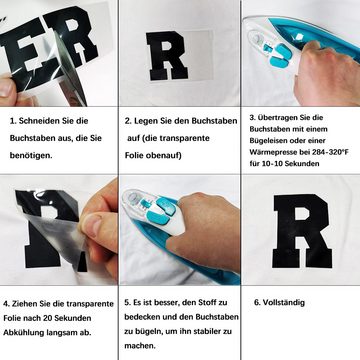 Coonoor Patchies 5 Blatt Bügelbuchstaben zum Aufbügeln, für Sporttrikots T-Shirts, (5-tlg), Kleidung Slogan Drucken DIY Basteln Dekoration