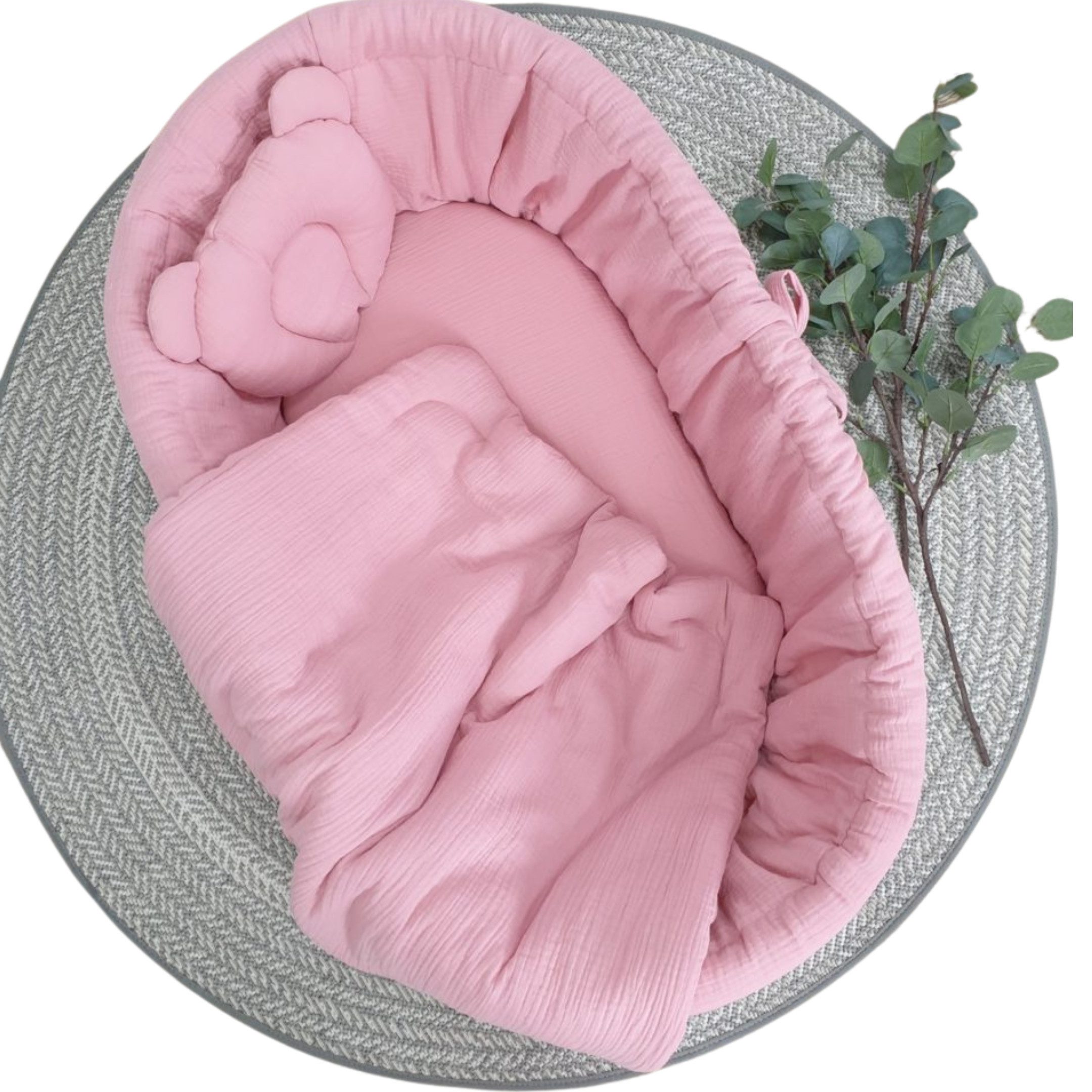 Babybettwäsche MUSSELIN Ersatz Bett Set (NUR Stoff Ausstattung) ohne Stubenwagen