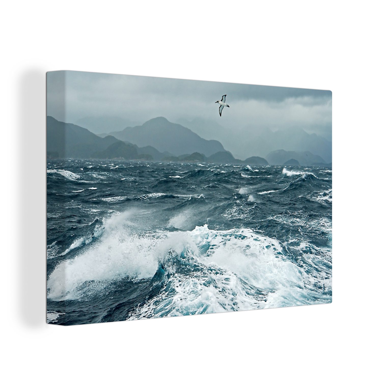 OneMillionCanvasses® Leinwandbild Meer - Vogel Leinwandbilder, 30x20 Golf, Aufhängefertig, Wandbild (1 St), Wanddeko, - cm