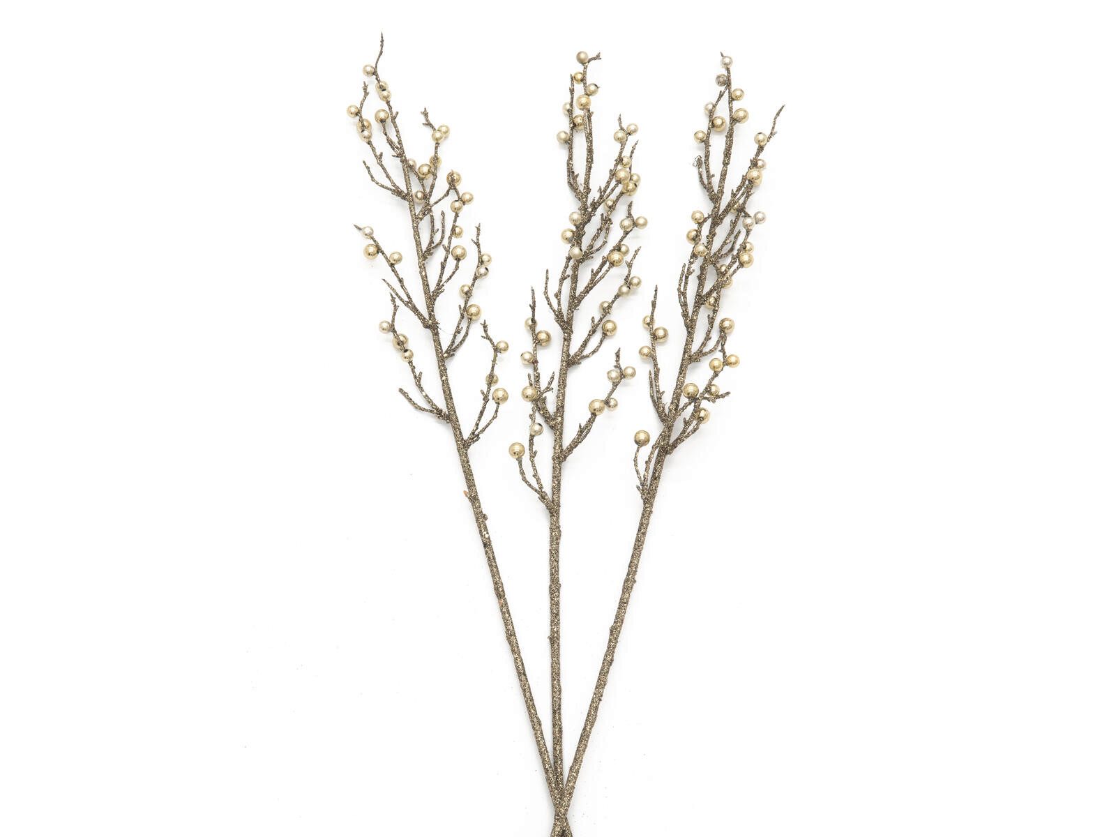 Kunstpflanze EUROPALMS Beerenzweig glitzer gold 85cm 3x