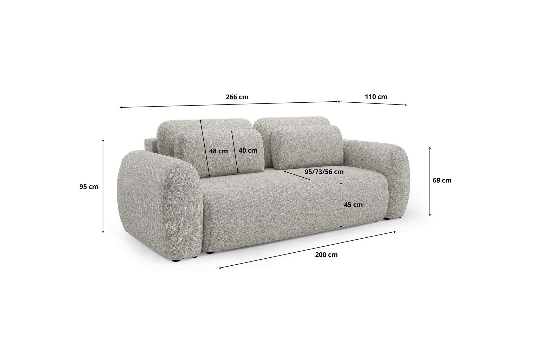 Fun Möbel 3-Sitzer Sofa GASTON mit Schlaffunktion in Stoff Puente, Rundumbezug, mit Bettkasten