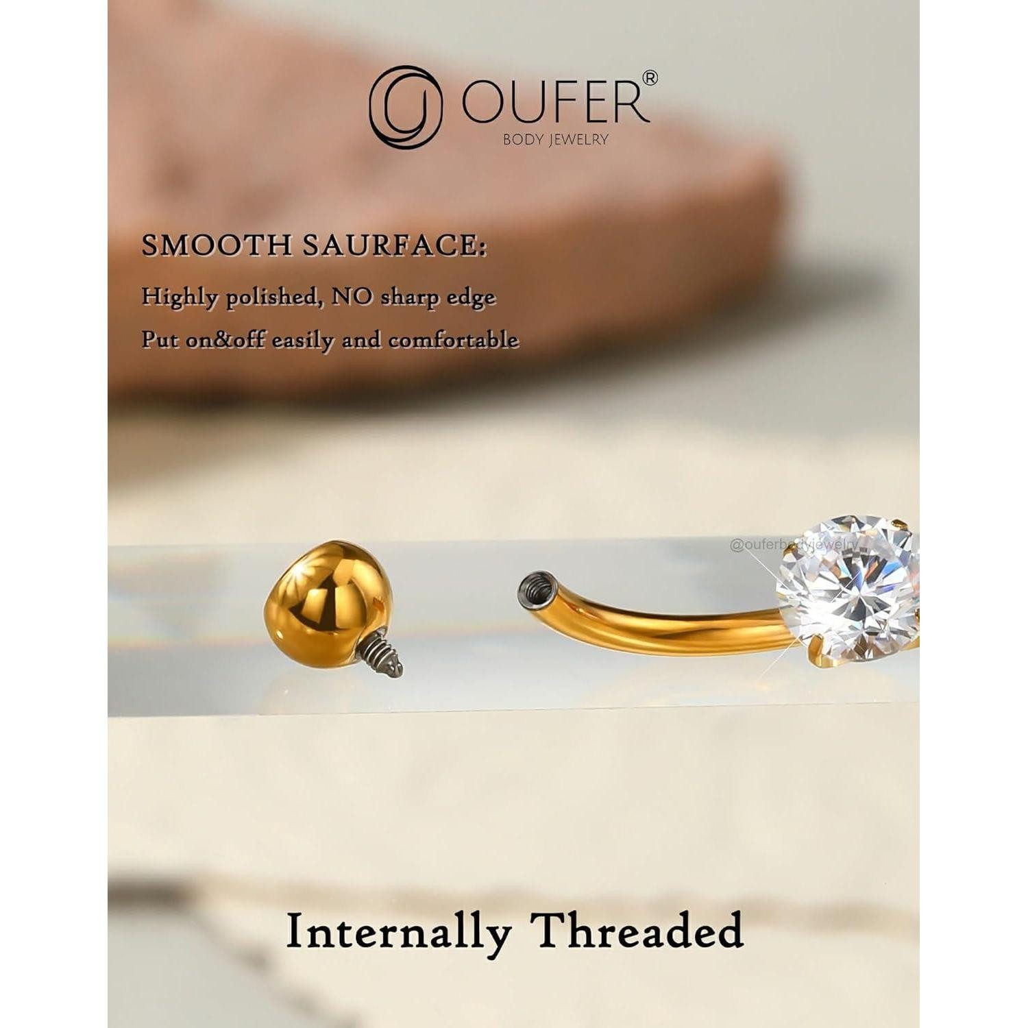 LuxusKollektion Bauchnabelpiercing Bauchnabelpiercing Titanium 14G Gold Teardrop Navel Bars Belly Button