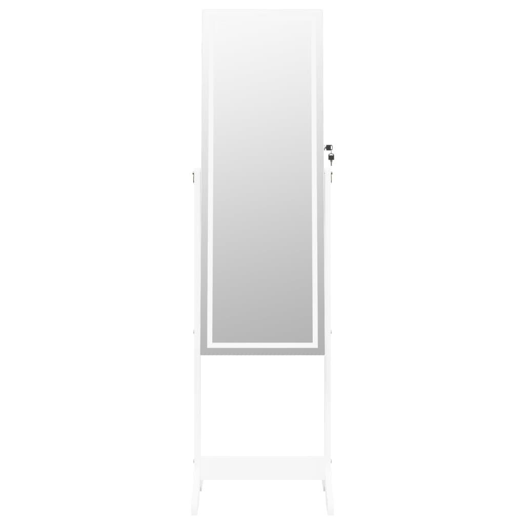 Spiegel Spiegel mit vidaXL Weiß Schmuckschrank & (1-St) Weiß | Weiß Freistehend LED-Beleuchtung