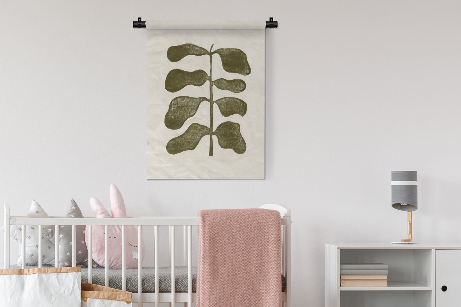 Deko Schlafzimmer Grün Pastell Wand, - - der Tapisserie, an Pflanze Wohnzimmer, - für Wanddekoobjekt Blume, MuchoWow