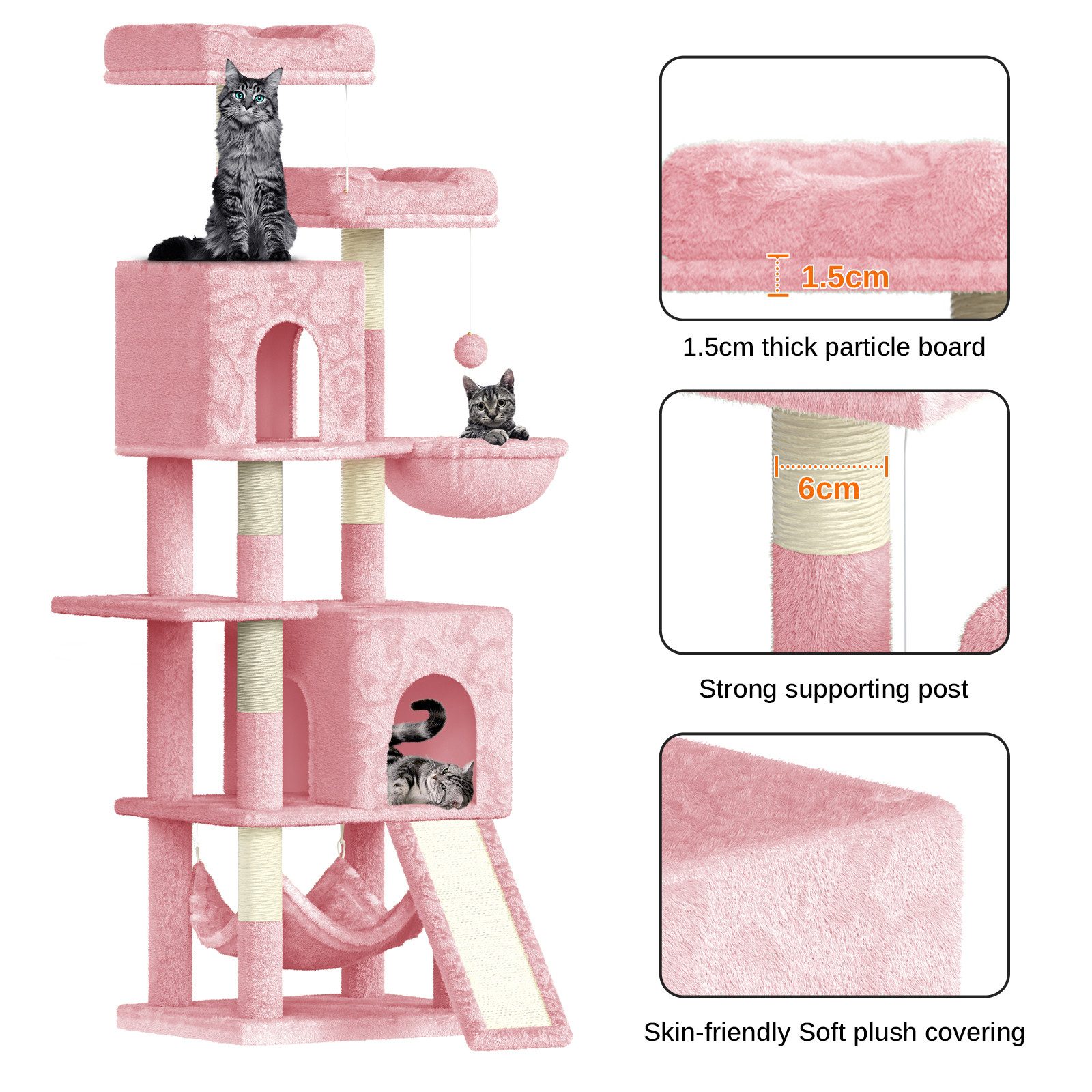 Dogat Kratzbaum Dogat Kratzbaum 158cm Katzenkratzbaum mit Leiter und Schlafplätzen