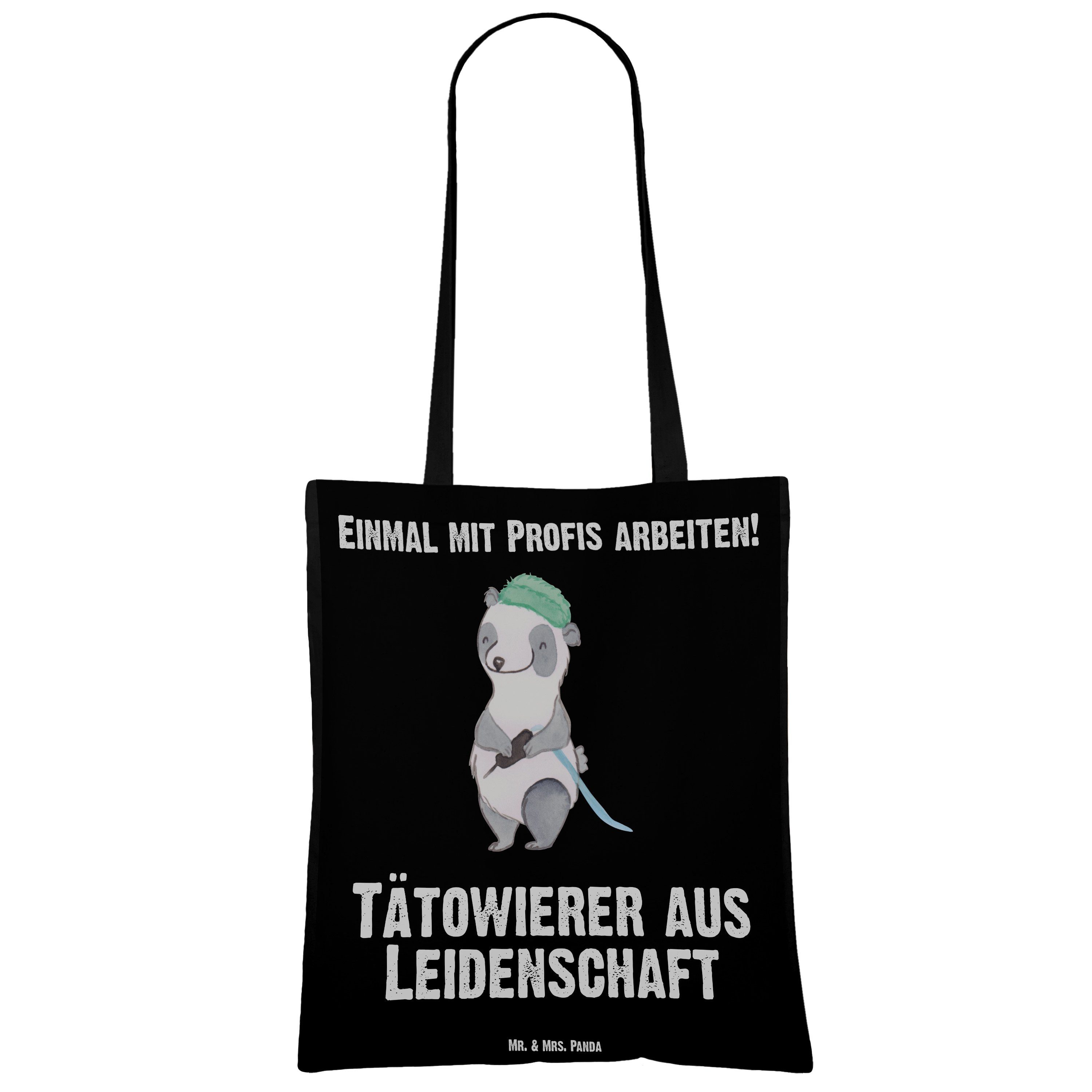 Mr. & Mrs. Panda Tragetasche (1-tlg) Geschenk, Tätowierer Einka Leidenschaft Beuteltasche, Schwarz - aus 