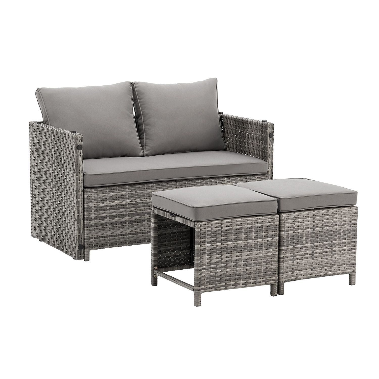 Juskys Gartenlounge-Set Jamaika, 2in1 Polyrattan Set, wetterbeständig