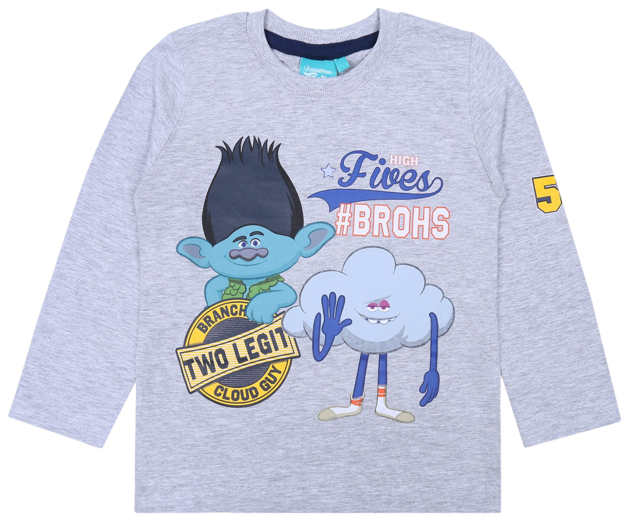 Langarmbluse Graue Jungen-Bluse mit langen Ärmeln TROLLS 3 Jahre