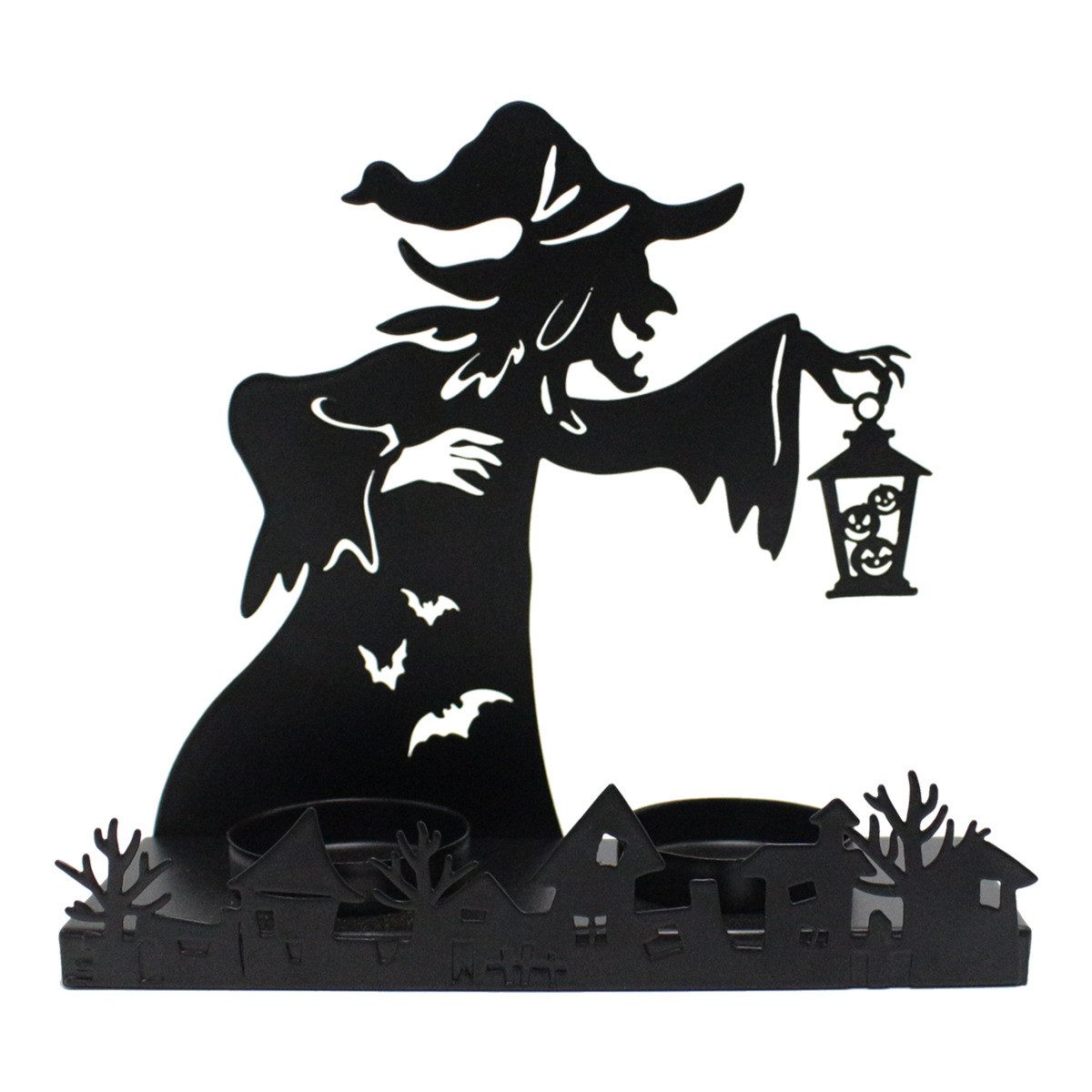 FOUORTUNATE-BEE Teelichthalter Halloween Hexenlaterne als Kerzenhalter Teelichthalter Tischdeko, Hexen-Kerzenhalter für Halloween, Tisch, Regal Fensterbank Couchtisch