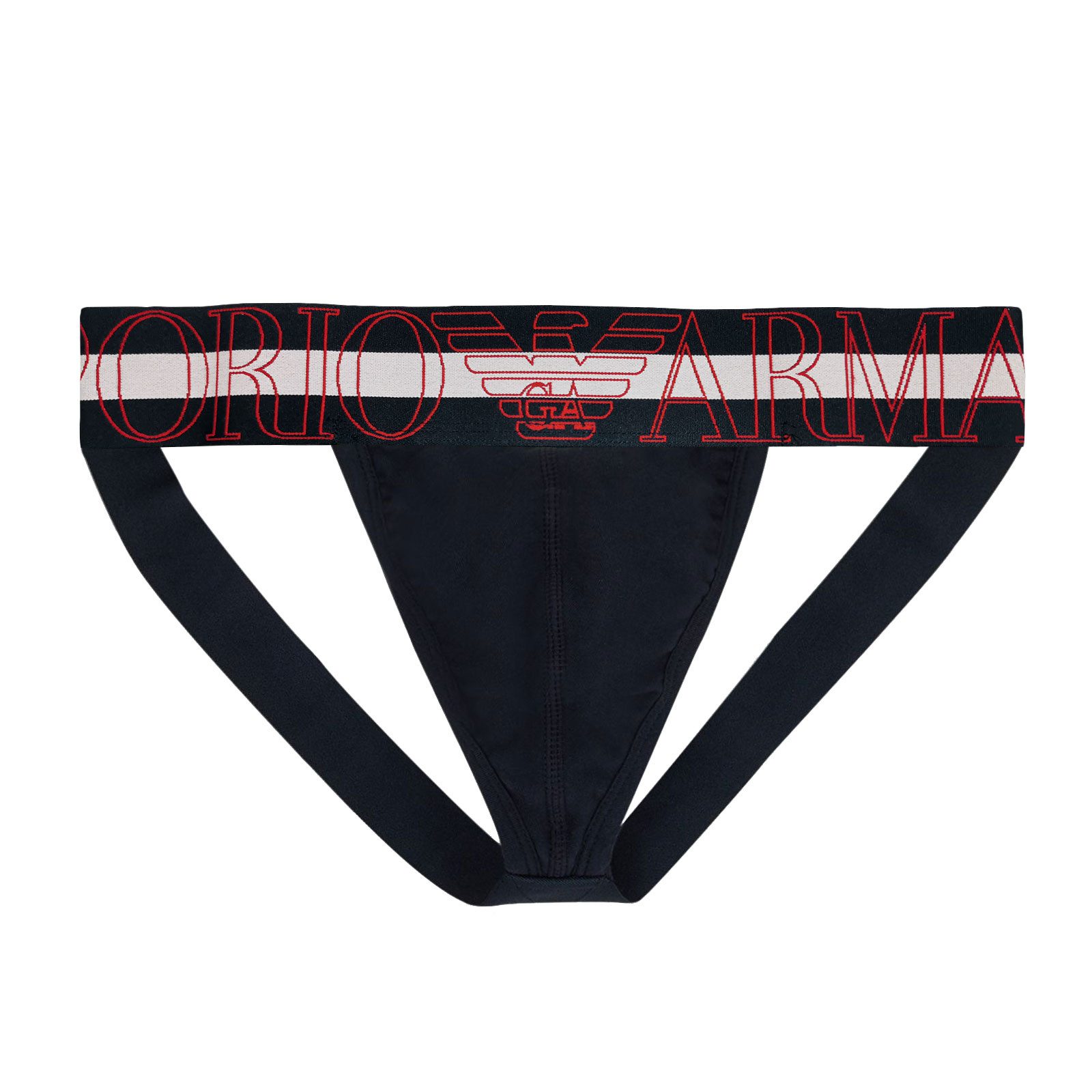 Emporio Armani String Jockstrap Stretch Cotton Megalogo (1-St) mit zweifarbigem Bund