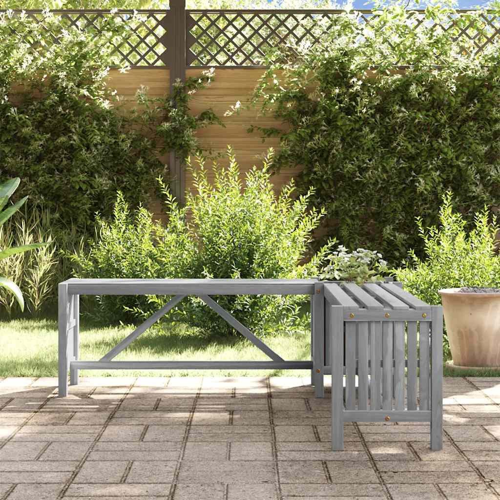 vidaXL Gartenbank Garten-Eckbank mit Pflanzkübel 117 cm Massivholz Grau (1-St)