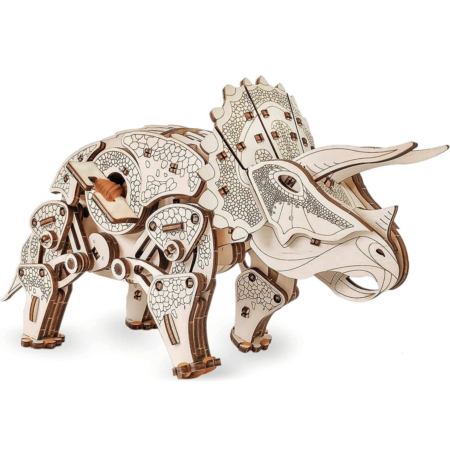 Eco Wood Art 3D-Puzzle Eco-Wood-Art Mechanischer Dinosaurier Triceratops 3D Puzzle, 283 Puzzleteile