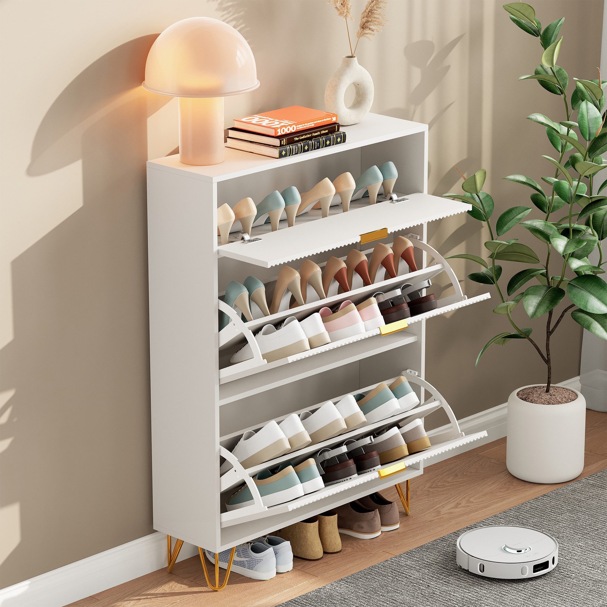 PXloue Schuhschrank Schuhregal Schuhkipper mit Kippsicherung (Schuhkommode günstig online kaufen