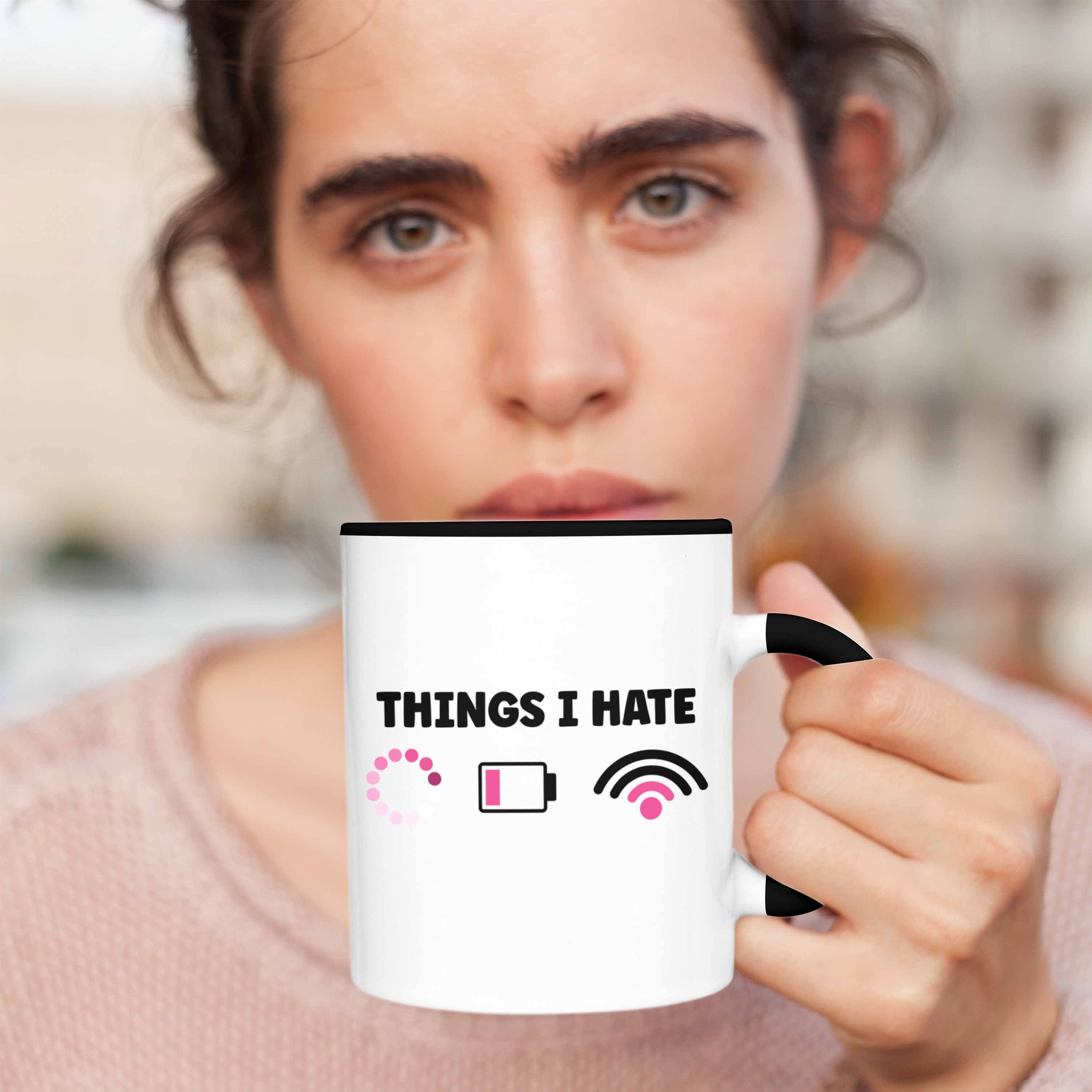 Kaffeetasse Tasse Schwarz Trendation Tasse Programmiererin Lustige - I Trendation Geschenk Geschenkidee Hate Things Computer Gaming