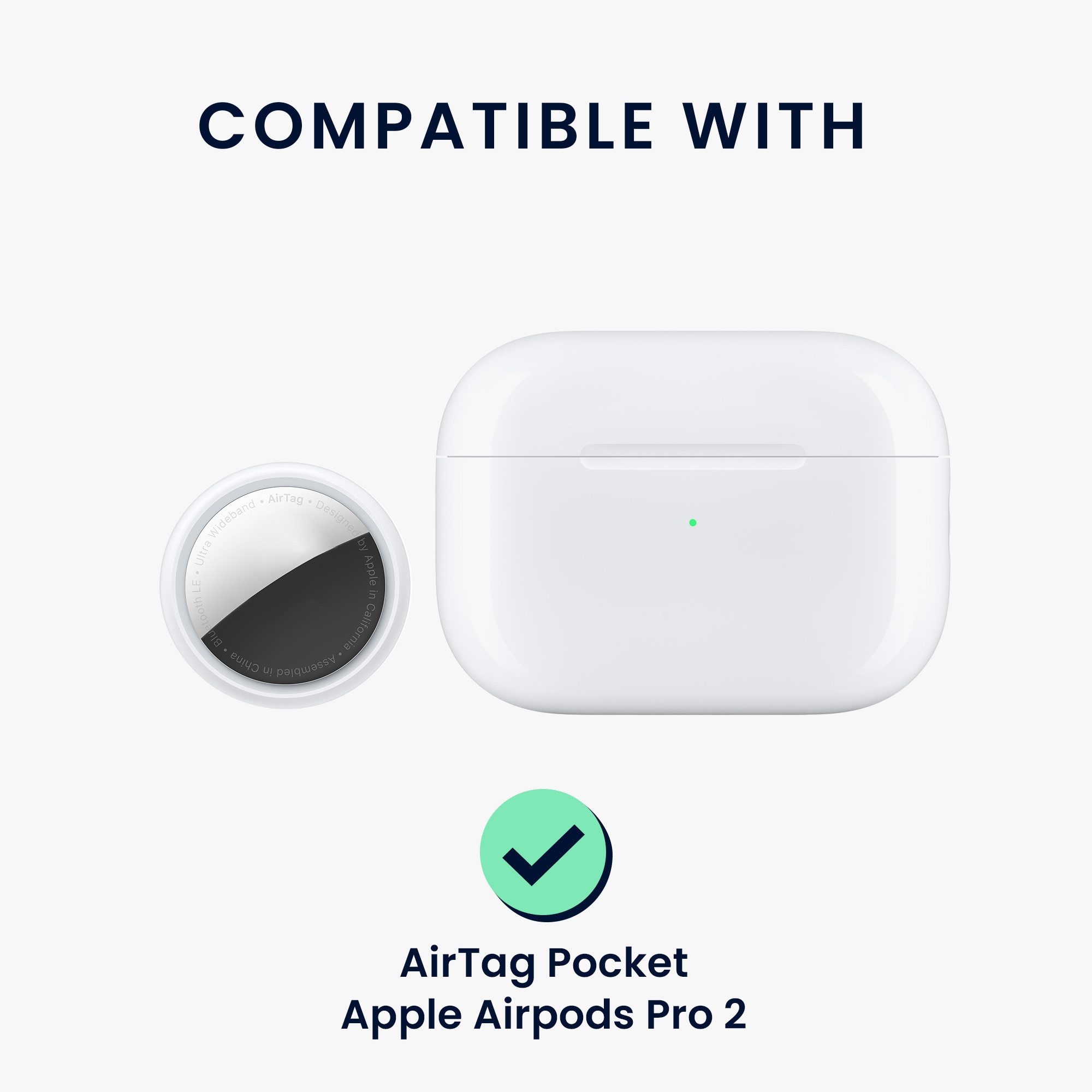 kwmobile Kopfhörer-Schutzhülle 2-in1 Schutzhülle für Apple Airpods Pro 2 Hülle, Weiches Silikon Cover - Schutzhülle mit Karabiner mit Airtag Case