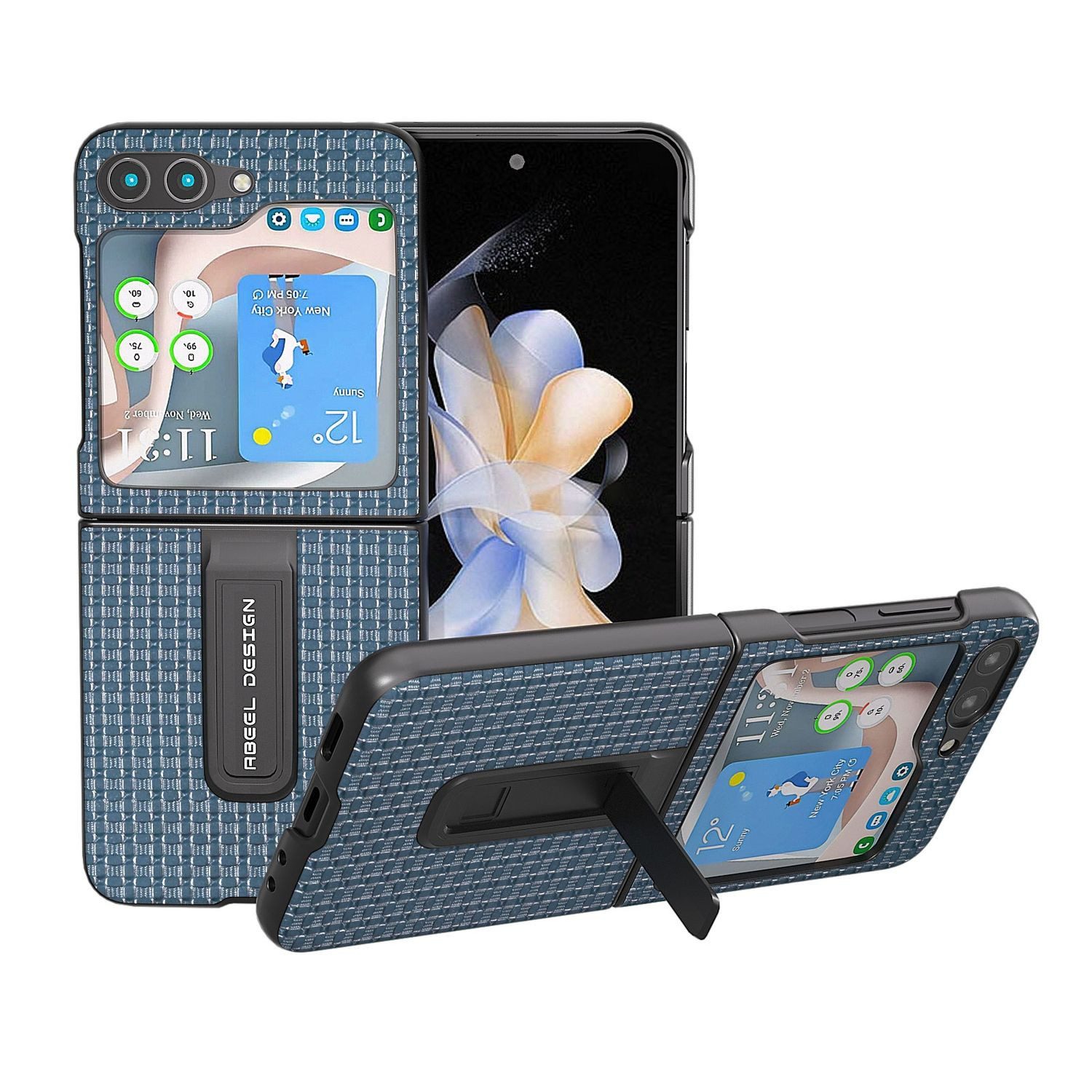 Wigento Handyhülle Für Samsung Galaxy Z Flip5 5G Echt Leder Handy Tasche Hülle Cover Etui