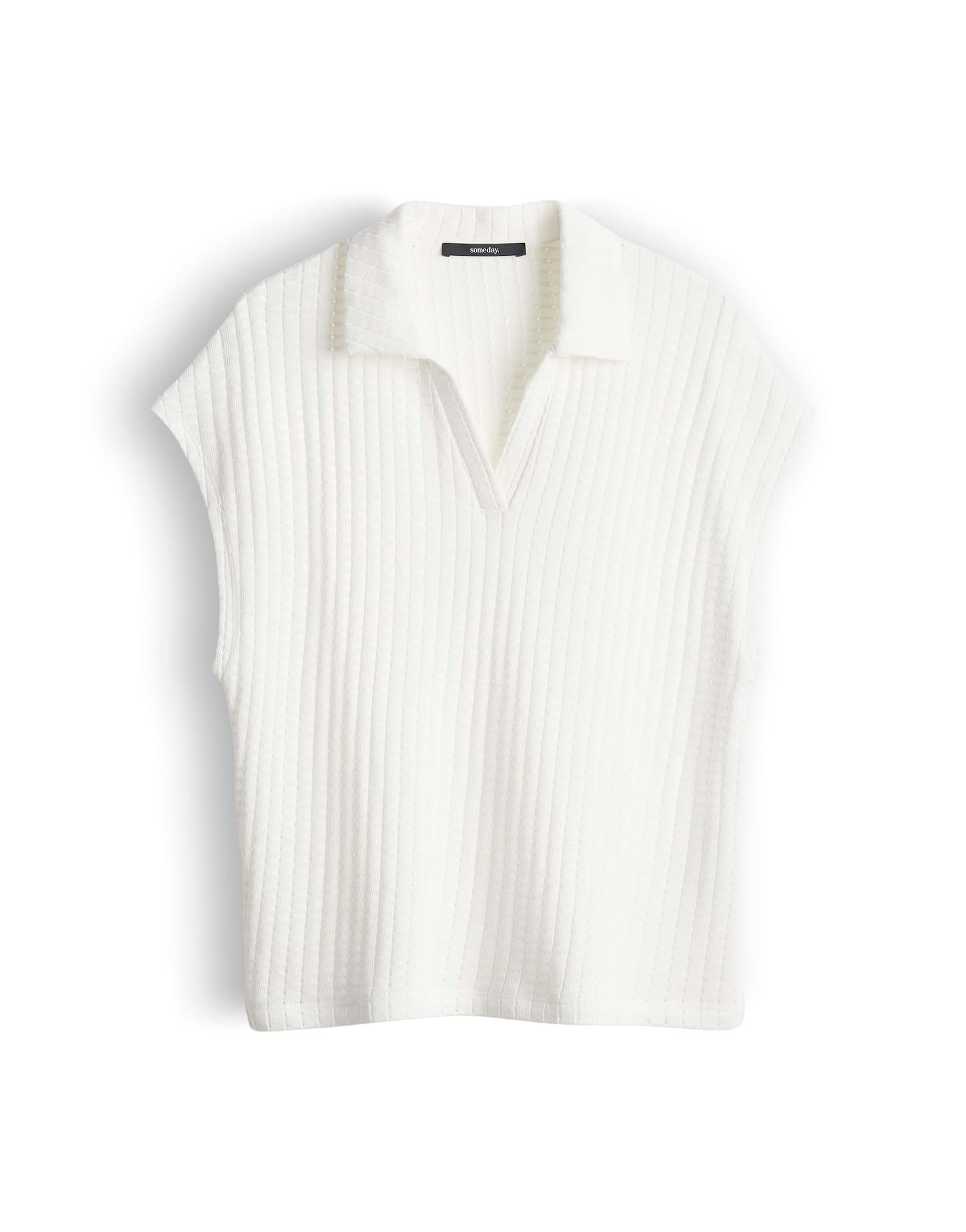 someday Poloshirt Kimena mit Ajourstruktur V-Ausschnitt mit Polokragen, läs günstig online kaufen