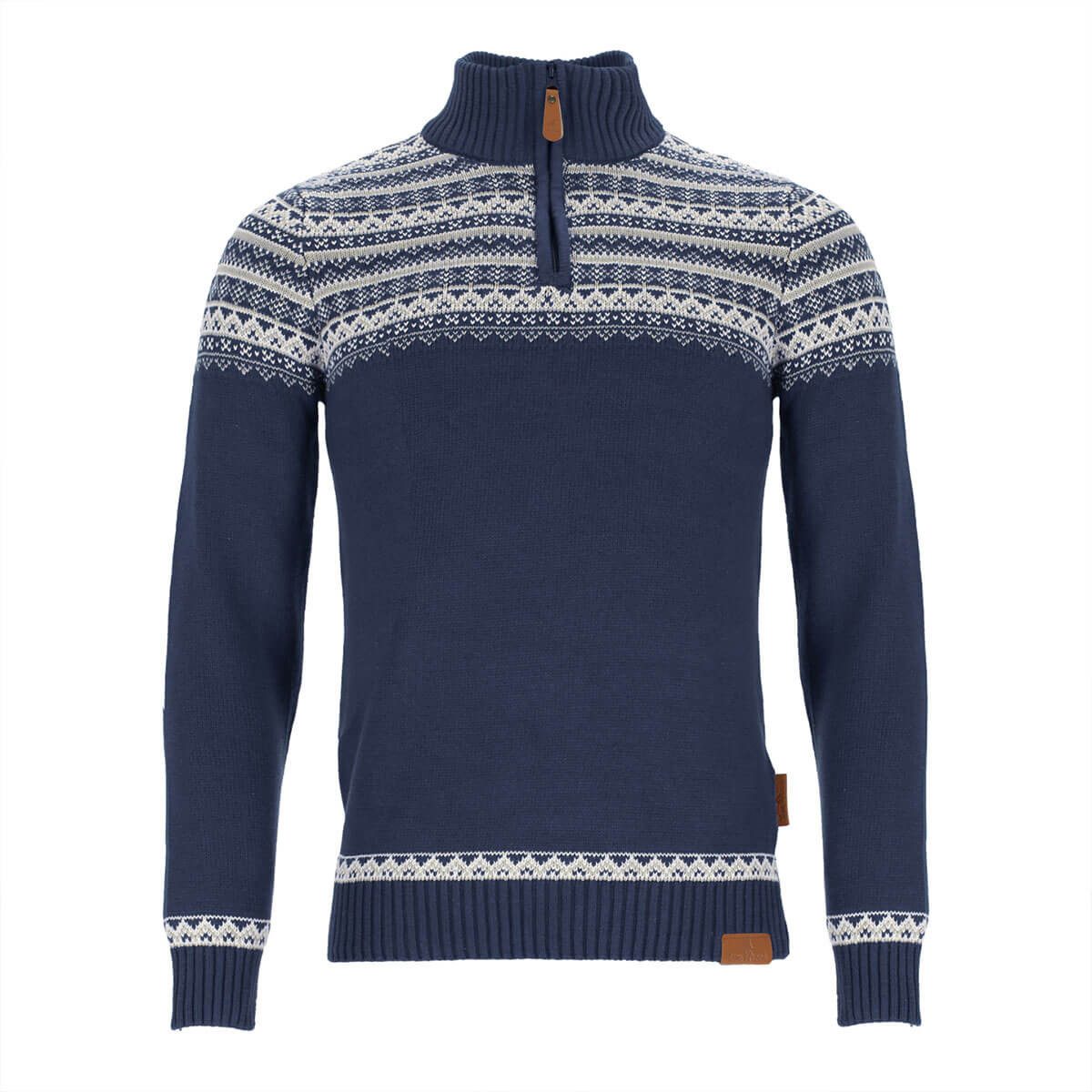 tomBrook Norwegerpullover Herren Troyer Norweger-Strick-Muster - Strickpullover Troyer-Kragen Pullover aus Baumwolle - atmungsaktiv, hautfreundlich & pflegeleicht