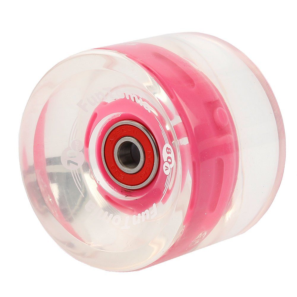 Wheels) Mach1® und Longboard/Skateboard FunTomia Magnet LED Stück Rollen 70x51mm inkl. (Big 4 pink FunTomia Kugellager 80A Spacer 80A Longboard in Rollenhärte (LED)