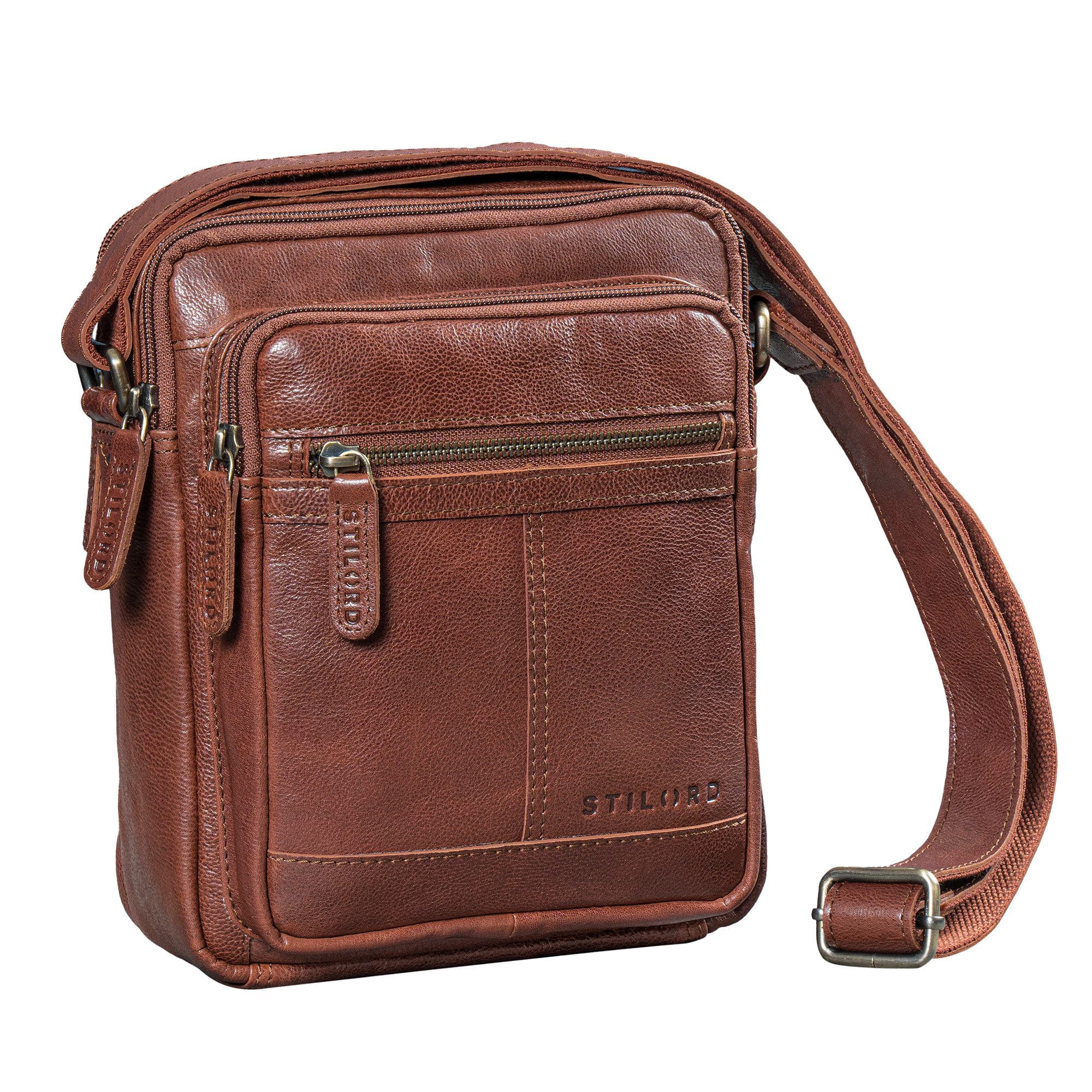 STILORD Schultertasche "Lorenzo" Kleine Umhängetasche Herren Leder für 8 Zoll Tablet