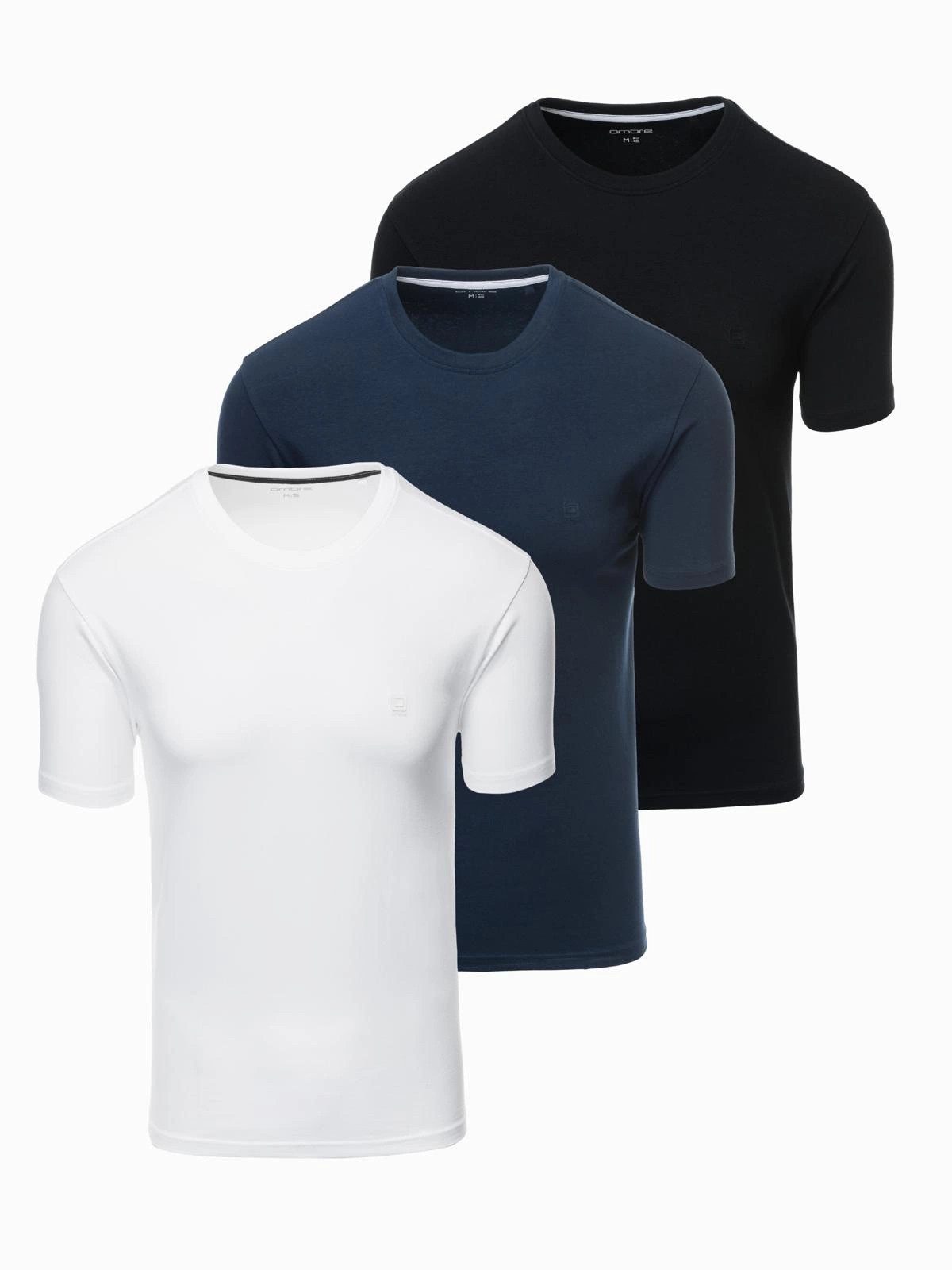 OMBRE T-Shirt T-Shirt-Set für Herren mit Rundhalsausschnitt 3er Pack (3er Pack)