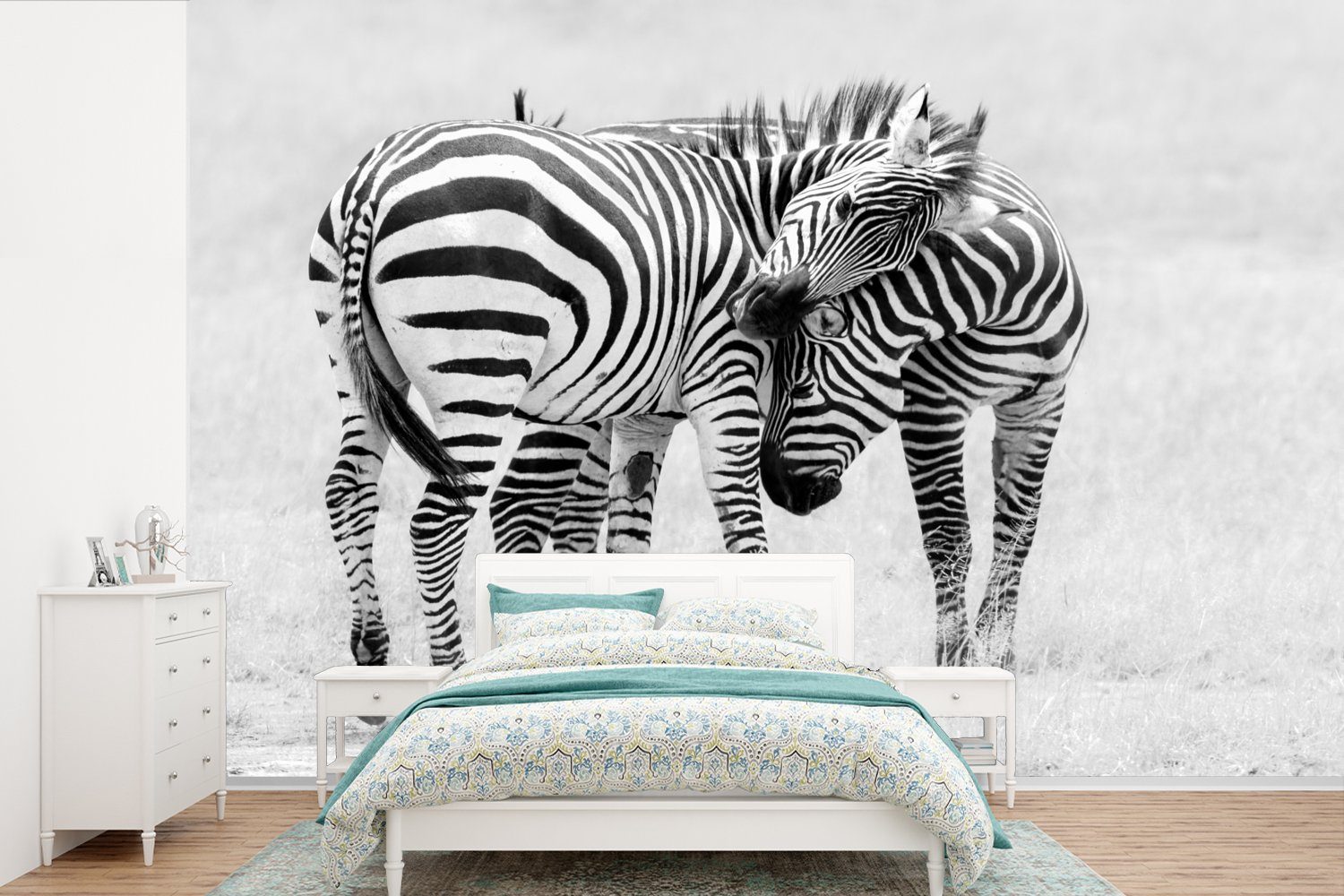 MuchoWow Fototapete Zebra St), Natur - Matt, Tapete Tiere Wallpaper Vinyl Schlafzimmer, Wohnzimmer, Kinderzimmer, (6 - Safari, - für bedruckt