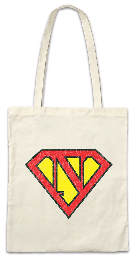 Beuteltasche Super N Stofftasche Buchstabe Initialen Vorname Nachname Man Fasching
