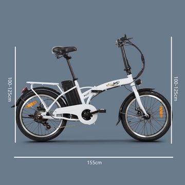 Docrooup E-Bike City-Elektrofahrrad, faltbarer Pedelec, 20 Zoll, 36V 7.8Ah Li-Ion Akku, 7 Gang, Kettenschaltung, 250W Heckmotor, 280.8 Wh Hinterradmotor, herausnehmbarer Lithium-Akku, (citybike für damen und herren), faltbares E-Bike mit Shimano 7 Gang Getriebe