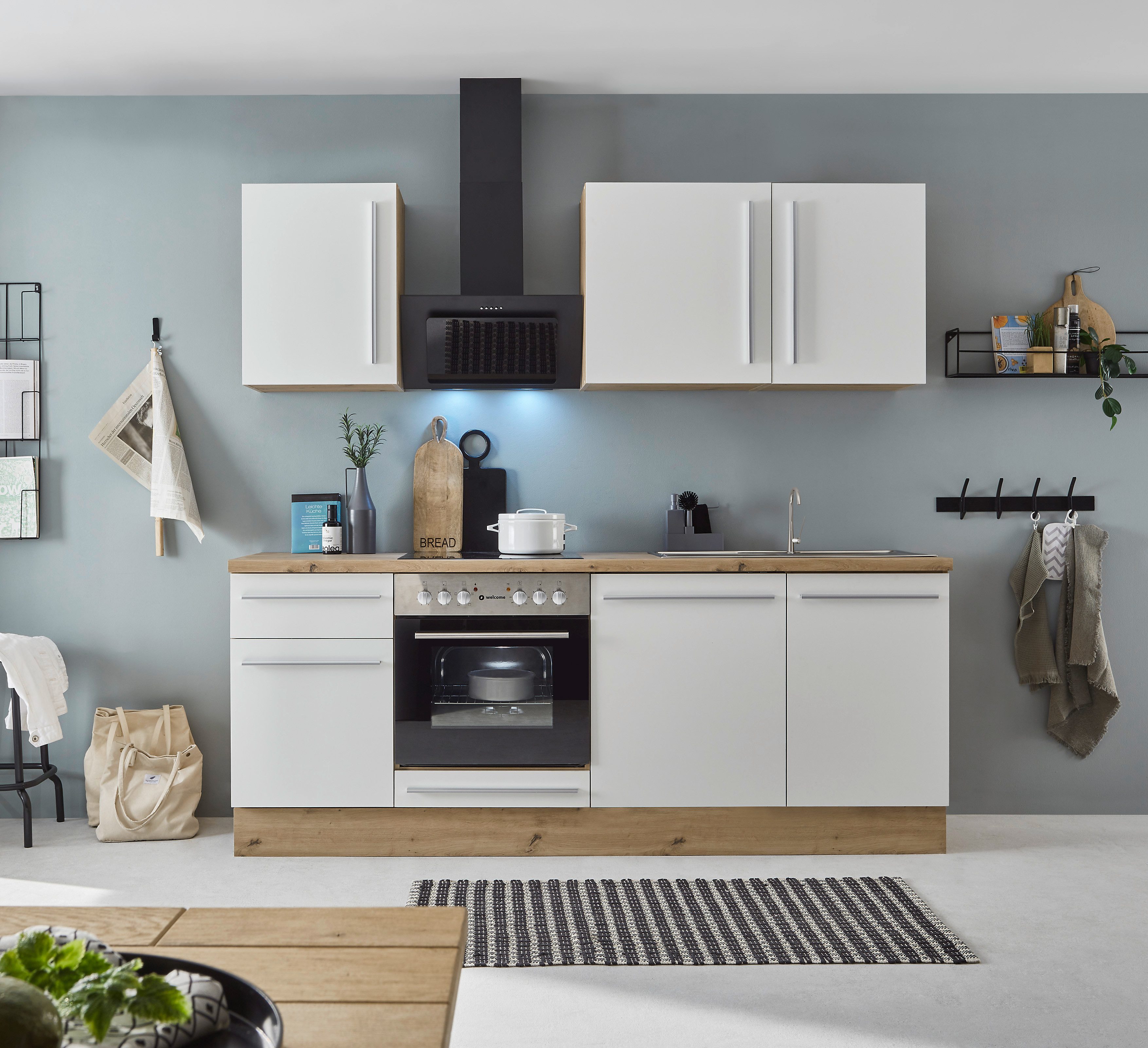 KOCHSTATION Küchenzeile Florida mit 38mm starker Arbeitsplatte, Breite 220 günstig online kaufen