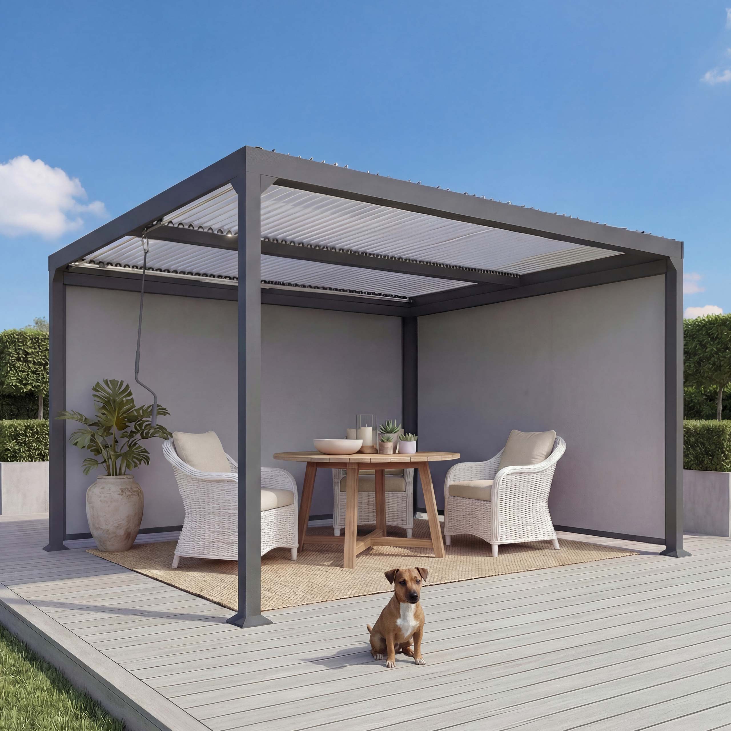 MCW Pergola MCW-L41-S2, BxTxH: 306x368x224 cm, (3-tlg), Inkl. Füße für eine stabile Standfestigkeit, Gestell mit 8x8cm Pfosten