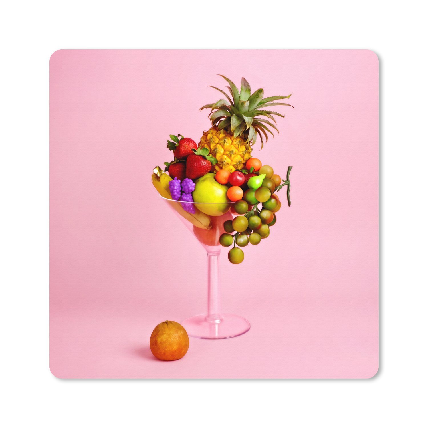 MuchoWow Gaming Mauspad Obst - Cocktail - Martini Glas (1-St), Mousepad mit Rutschfester Unterseite, Gaming, 40x40 cm, XXL, Großes