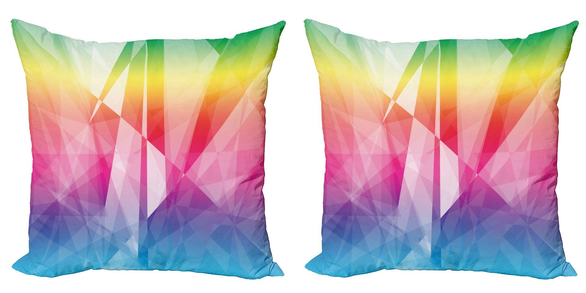 Mosaik-Regenbogen-geometrische Kunst Modern Kissenbezüge Doppelseitiger Panne Digitaldruck, Stück), Accent Abakuhaus (2