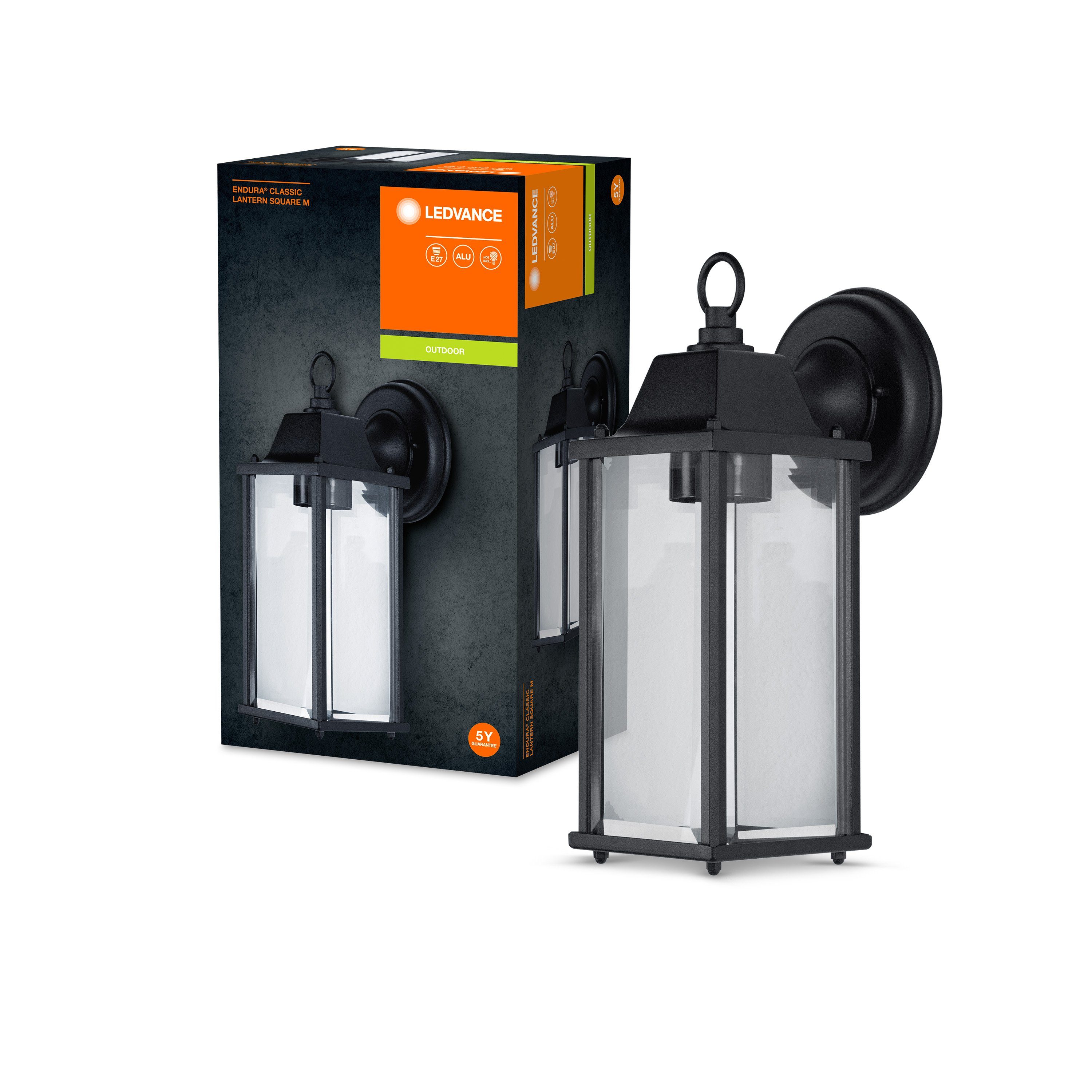 Ledvance LED Außen-Wandleuchte ENDURA CLASSIC LANTERN, Smart+ kompatibel, ohne Leuchtmittel, hängt von Ihrer Wahl des Leuchtmittels ab, Hohe Flexibilität bei der Wahl des Leuchtmittels dank E27-Sockel