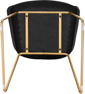 Woltu Polsterstuhl (Set, 4 St), Esszimmerstuhl Küchenstühle Wohnzimmerstuhl Design Stuhl, mit Armlehne Gestell aus Metall Gold Beine Sitzfläche aus Samt