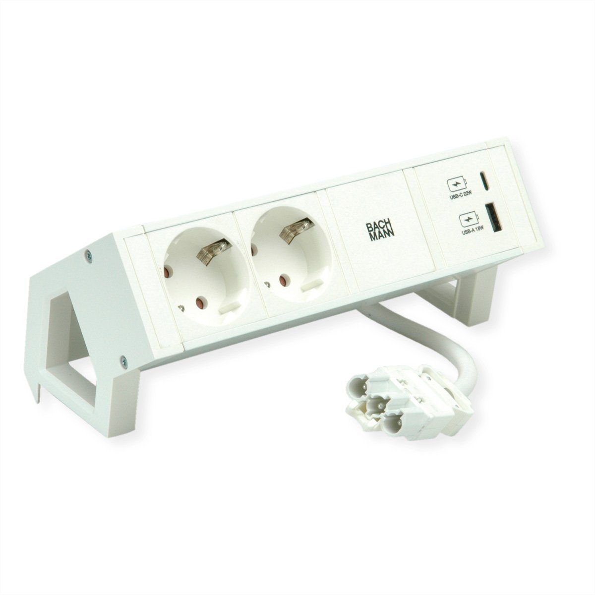 GST18 Bachmann m), USB Schutzkontakt ALU 0.2 Steckdosenleiste Charger (Kabellänge 0,2m DESK2 22W WHITE 2x A&C,