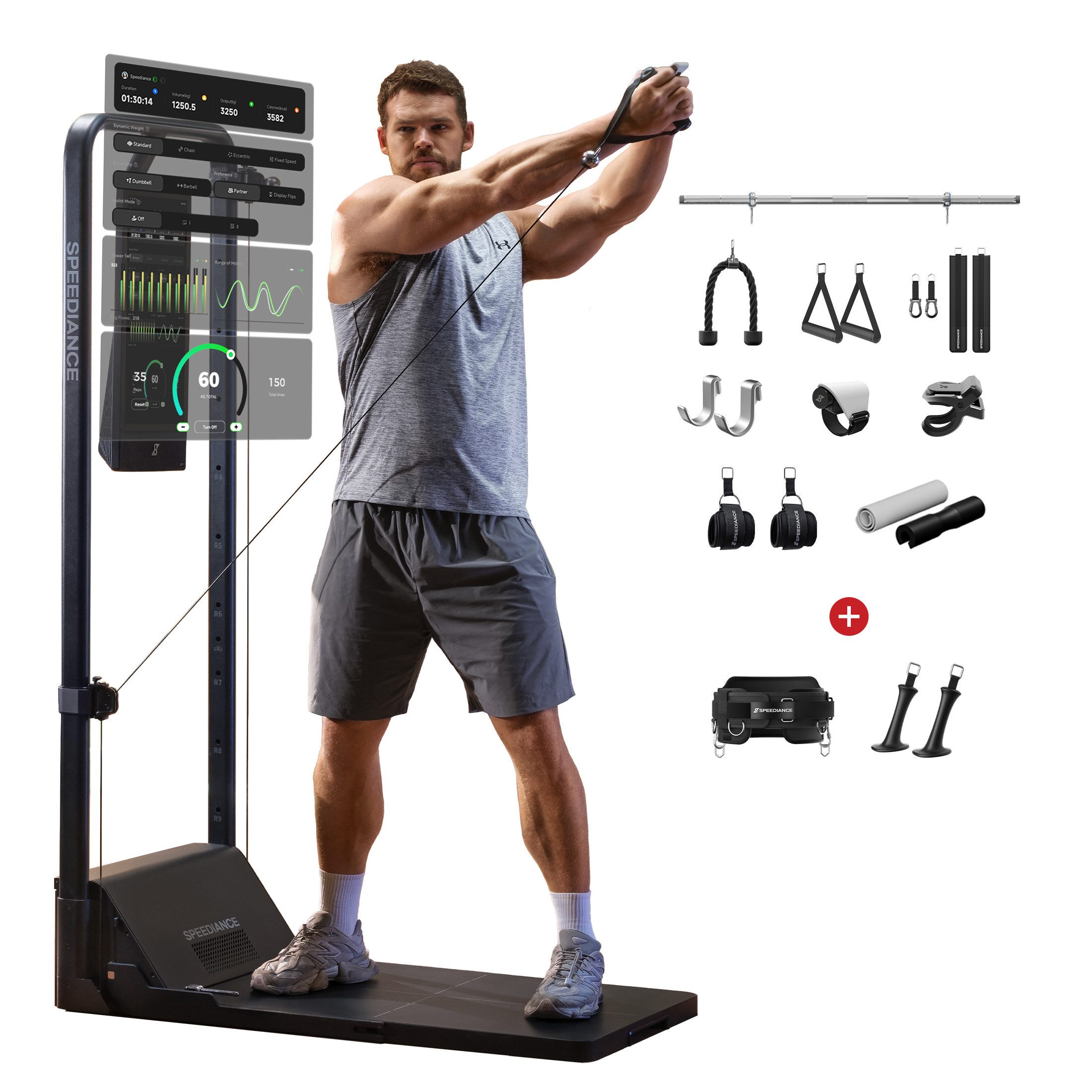 SPEEDIANCE Kraftstation Gym Monster 2, verbessertes KI-gesteuertes All-in-One Home Gym(Basic), Multifunktionale Smith-Maschine, Ganzkörper-Krafttrainingsgerät